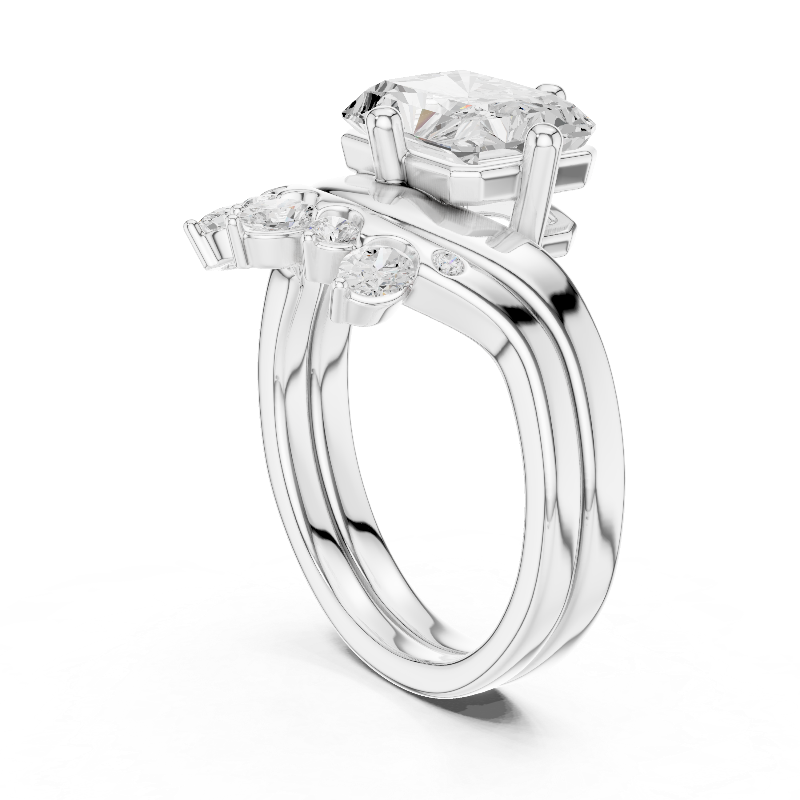 Floral nose ring with decorative charm.