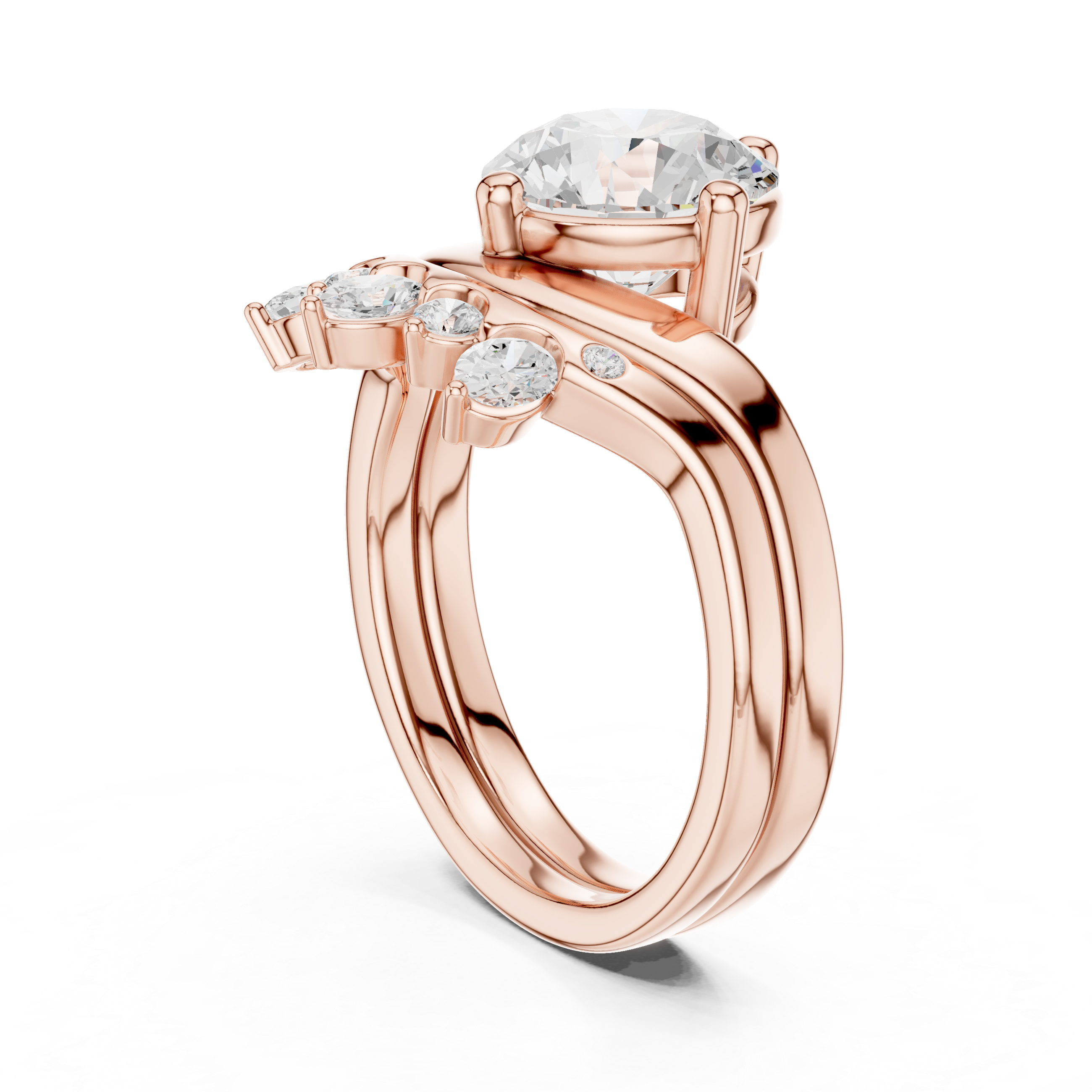 Floral toe ring with engraved detailing.