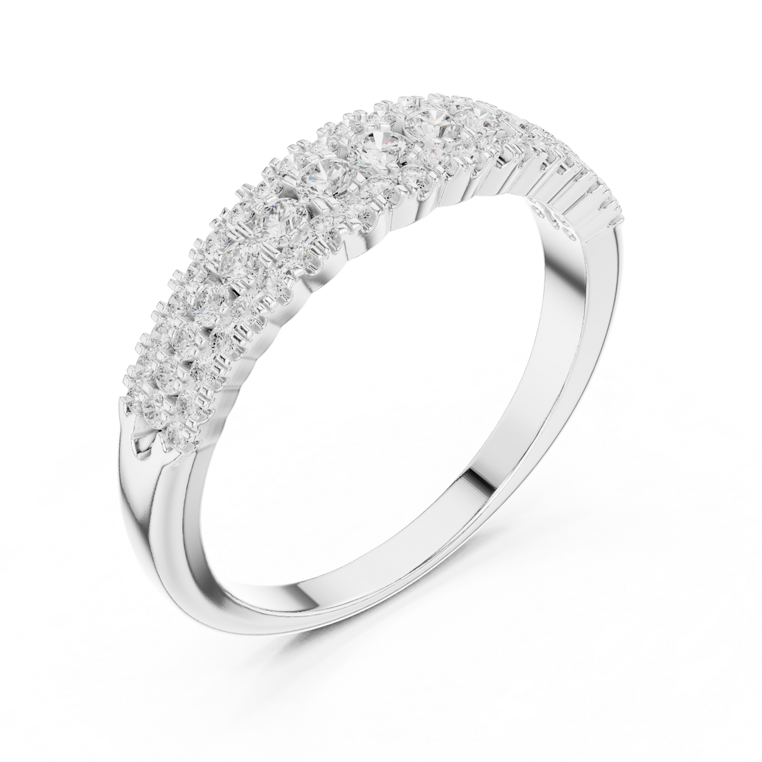 Vintage halo ring with decorative edges.