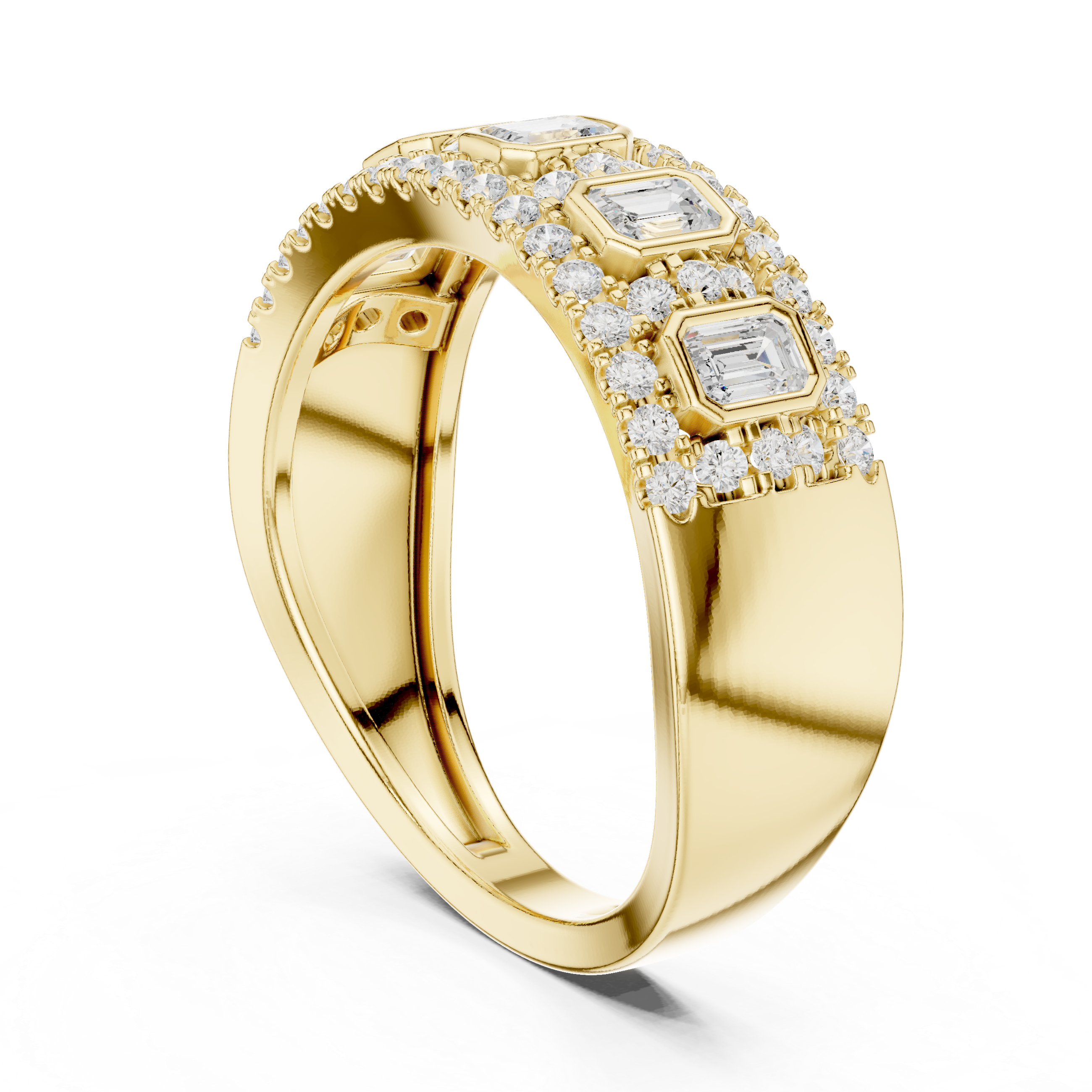 Cuff bracelet with bold metal design.