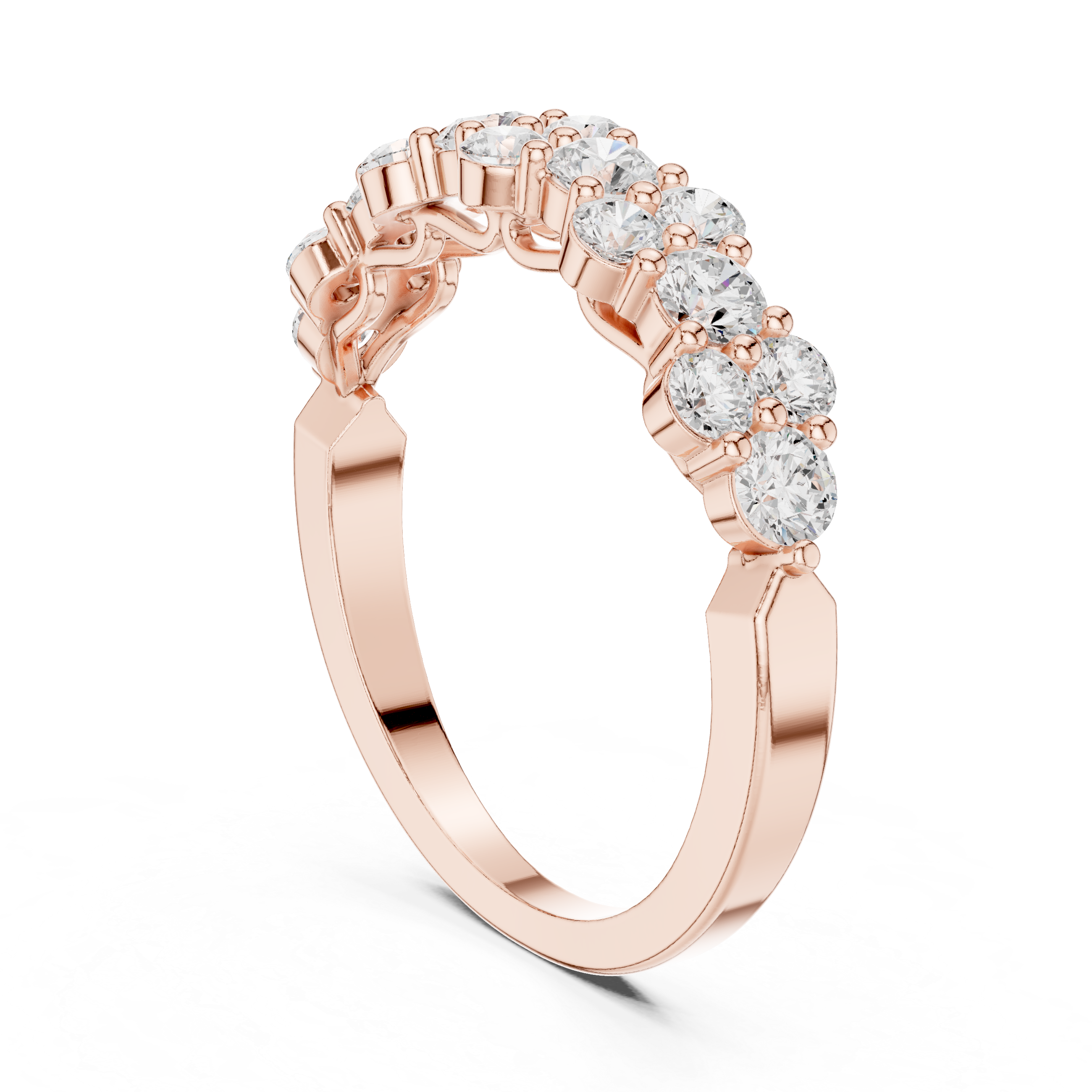 Modern bridal set with layered pieces.