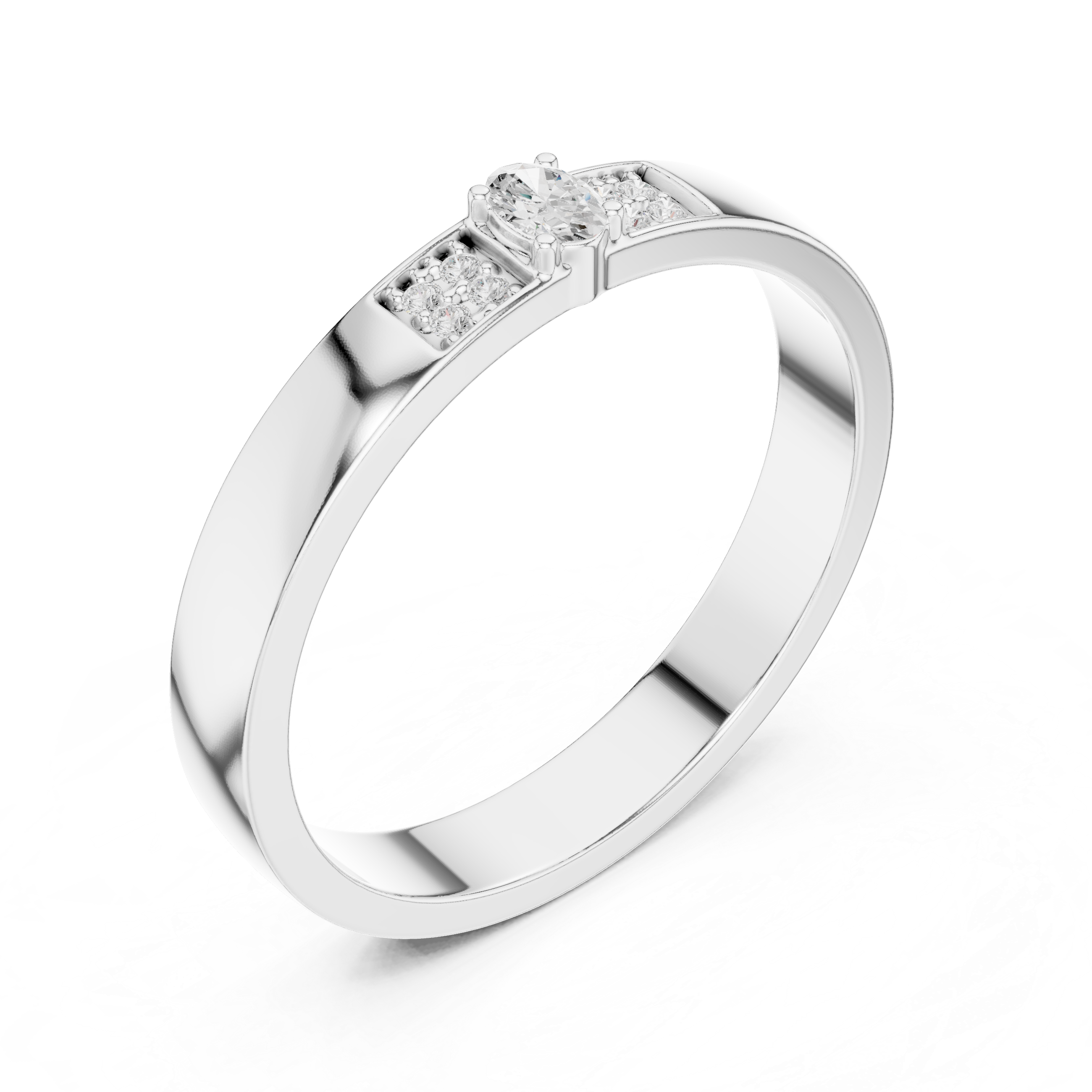 Small diamond earrings with polished setting.