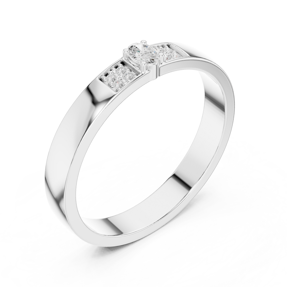 Small diamond earrings with polished setting.