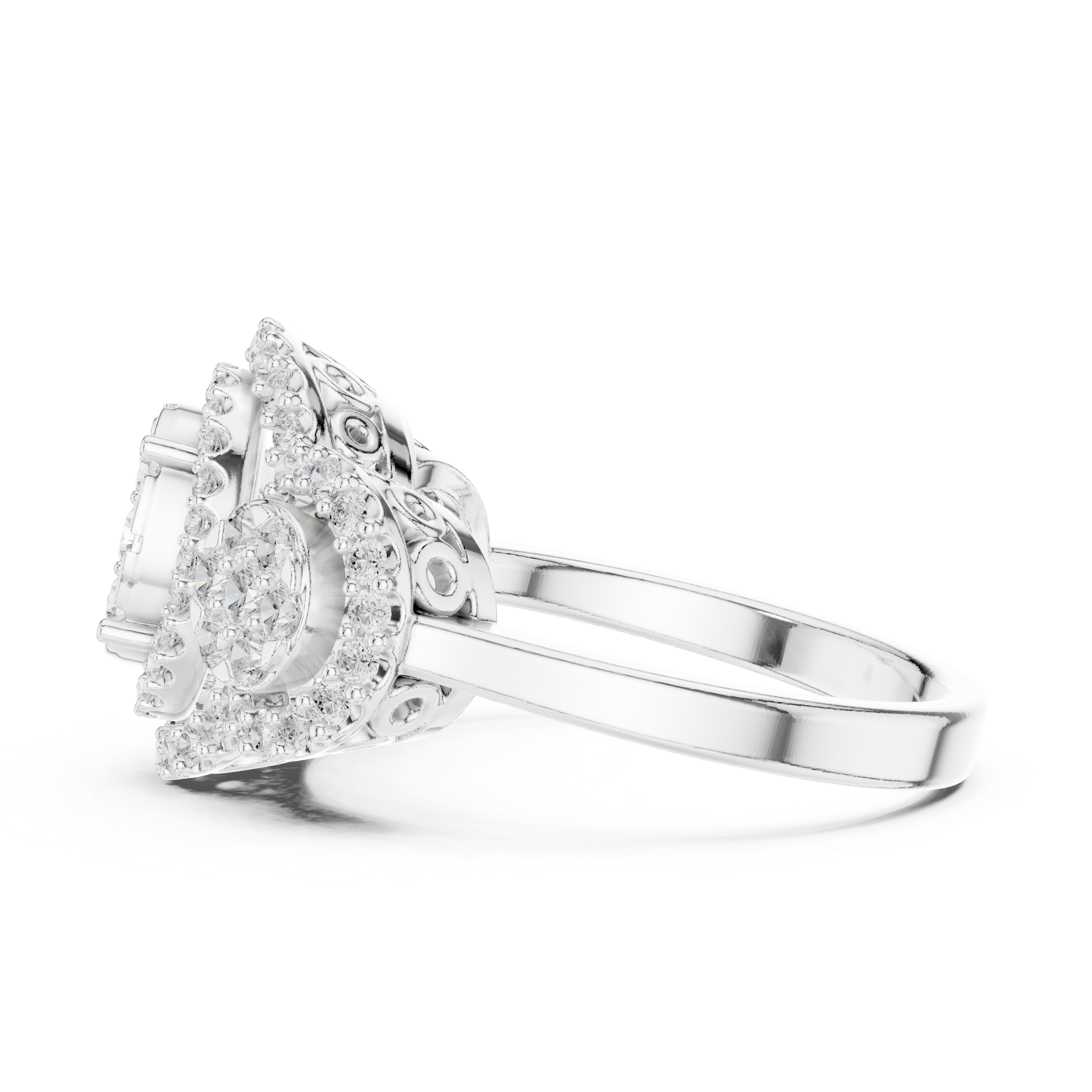 White gold solitaire ring with modern finish.