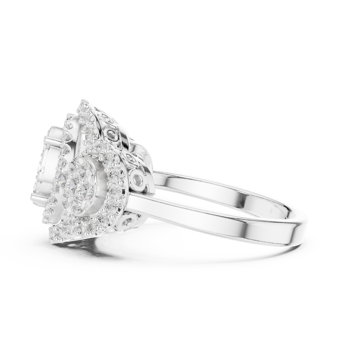 White gold solitaire ring with modern finish.