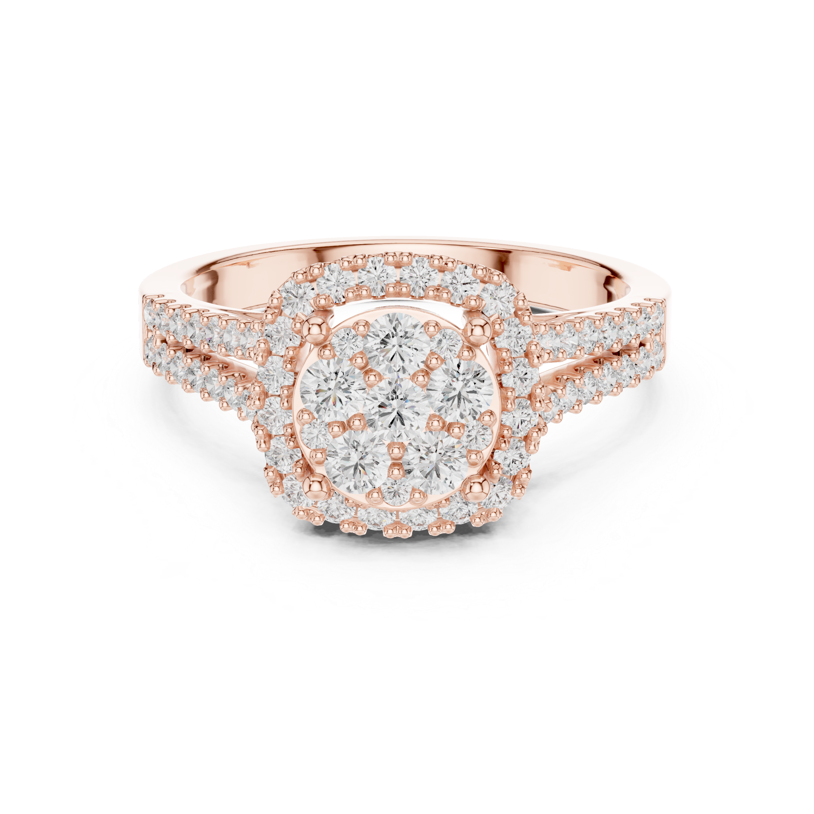 Double row diamond ring with elegant shine.