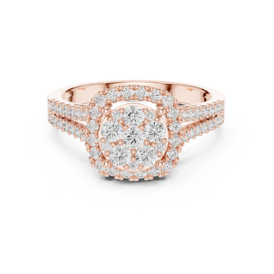 Double row diamond ring with elegant shine.