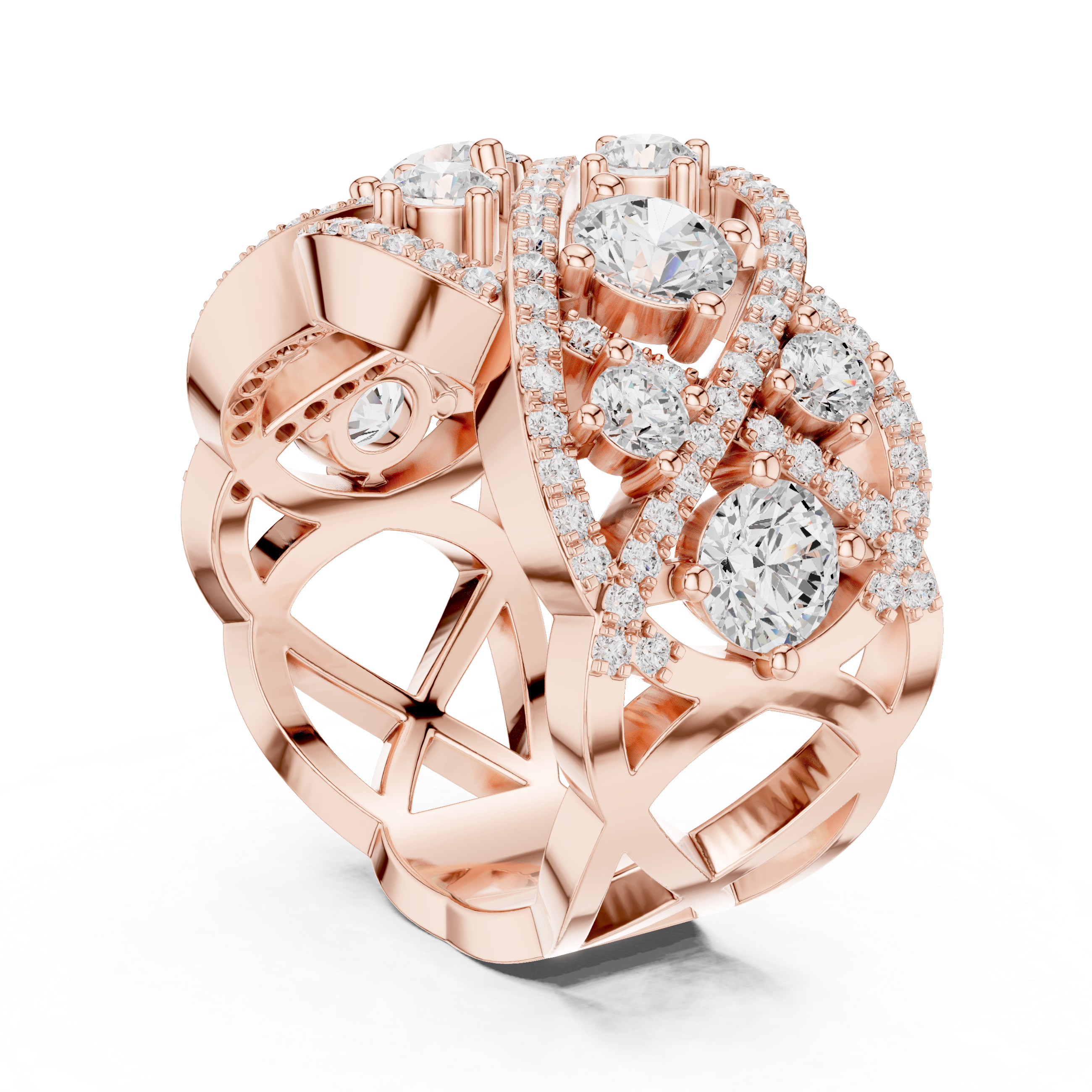 Multi-gemstone ring with colorful arrangement.