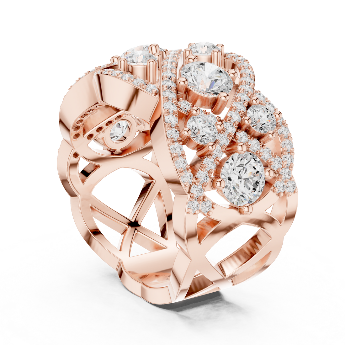 Multi-gemstone ring with colorful arrangement.