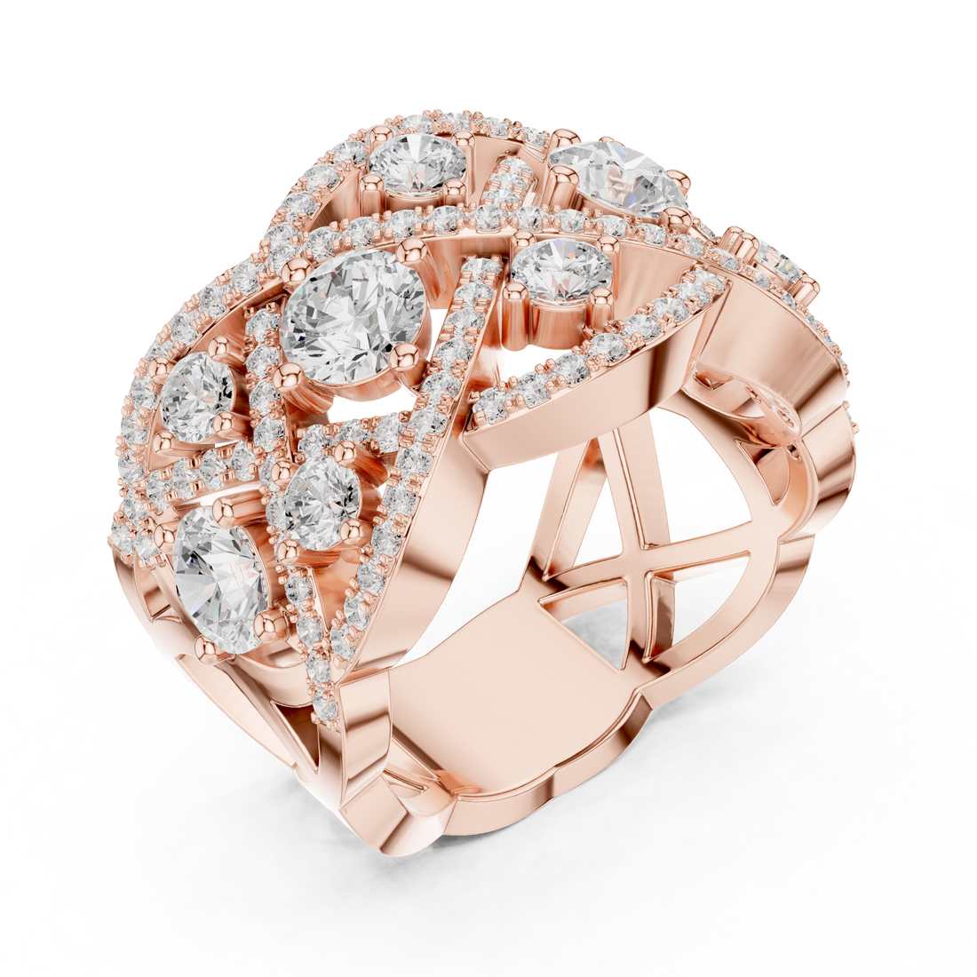 Artistic ring with bold sculptural design.