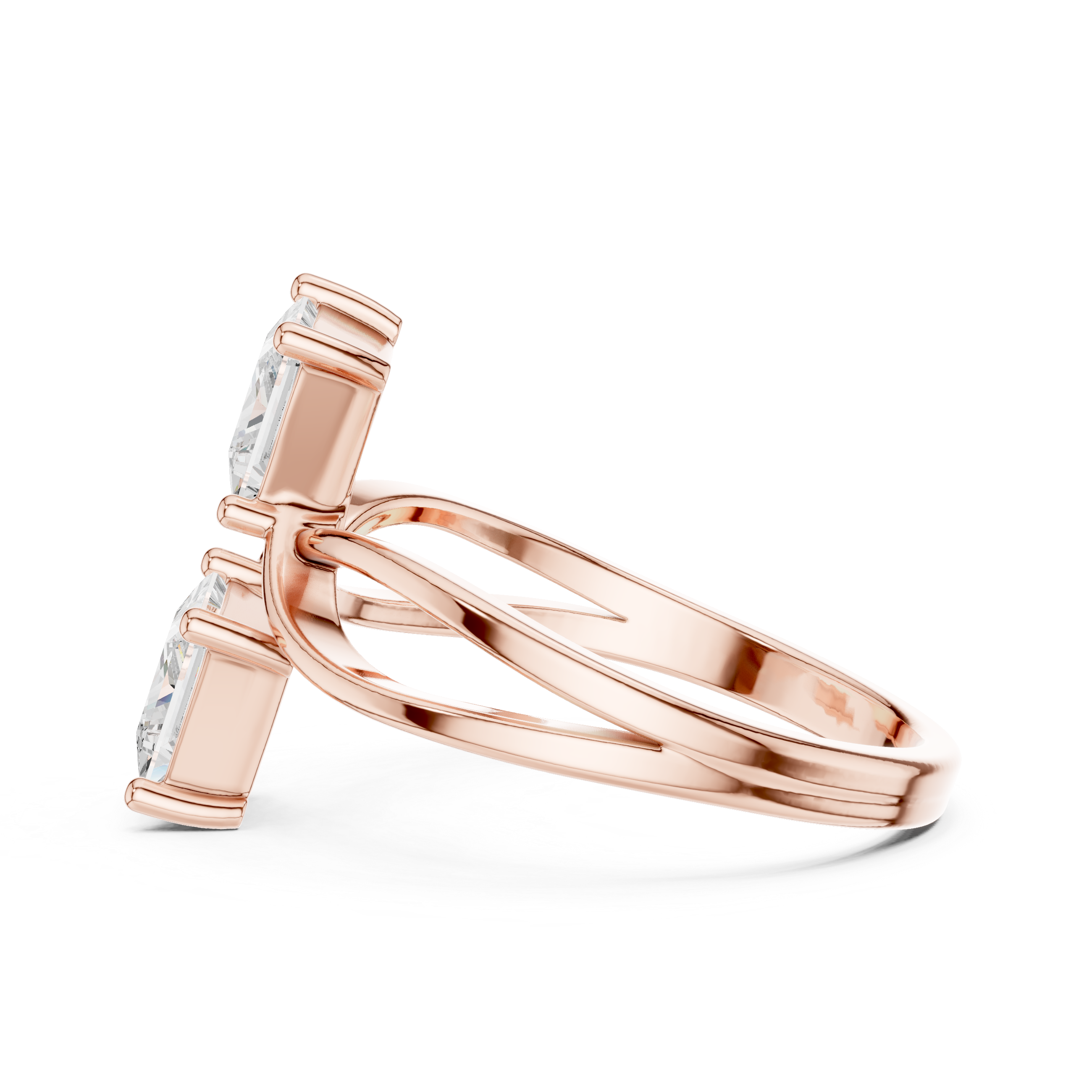 Floral ring with petal-shaped detailing.