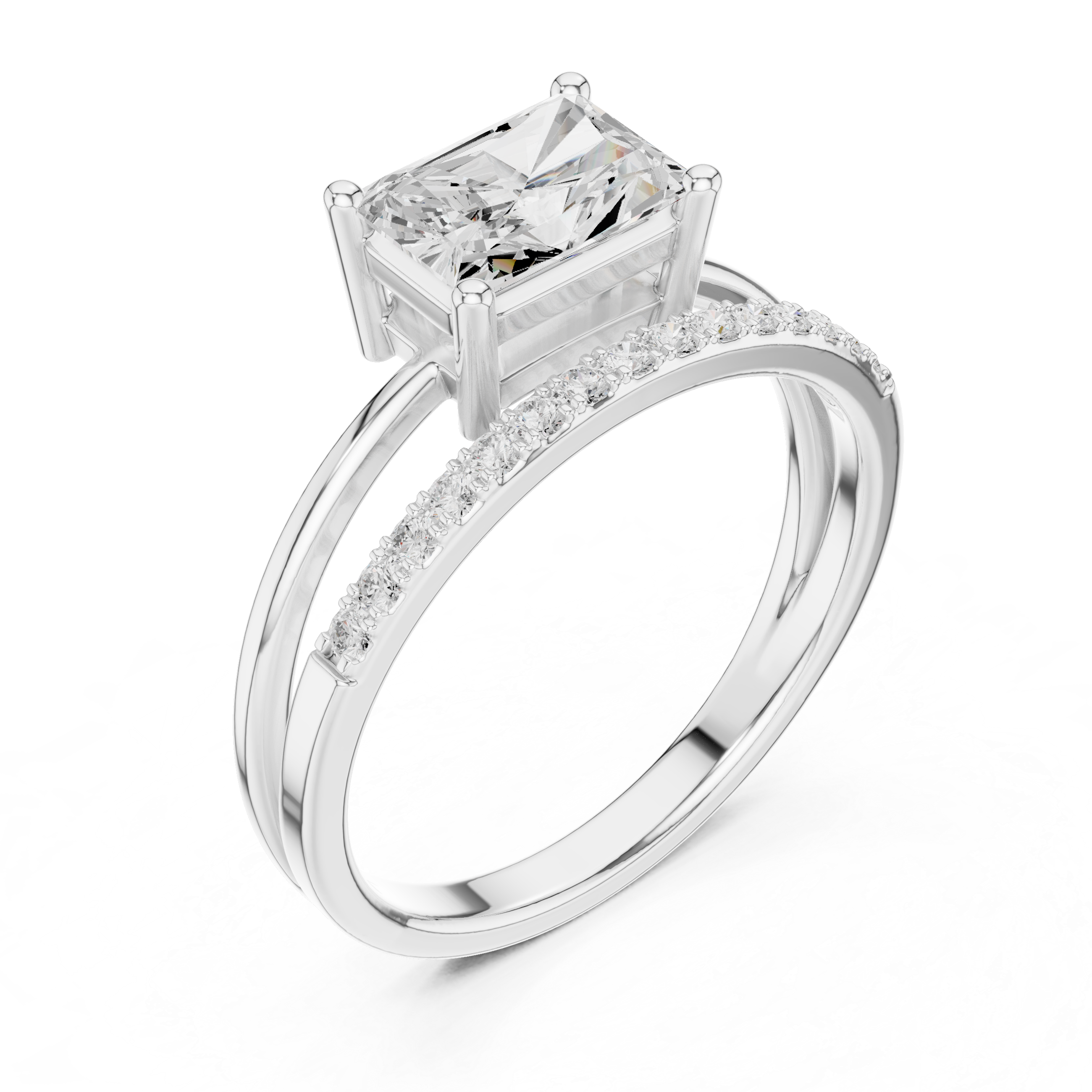 Thin band engagement ring with elegance.