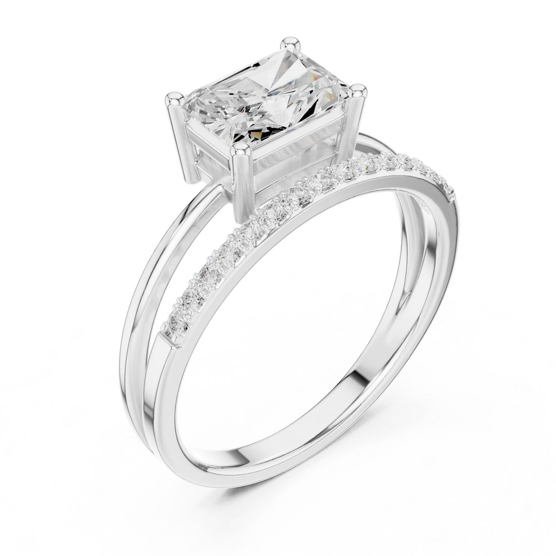 Thin band engagement ring with elegance.