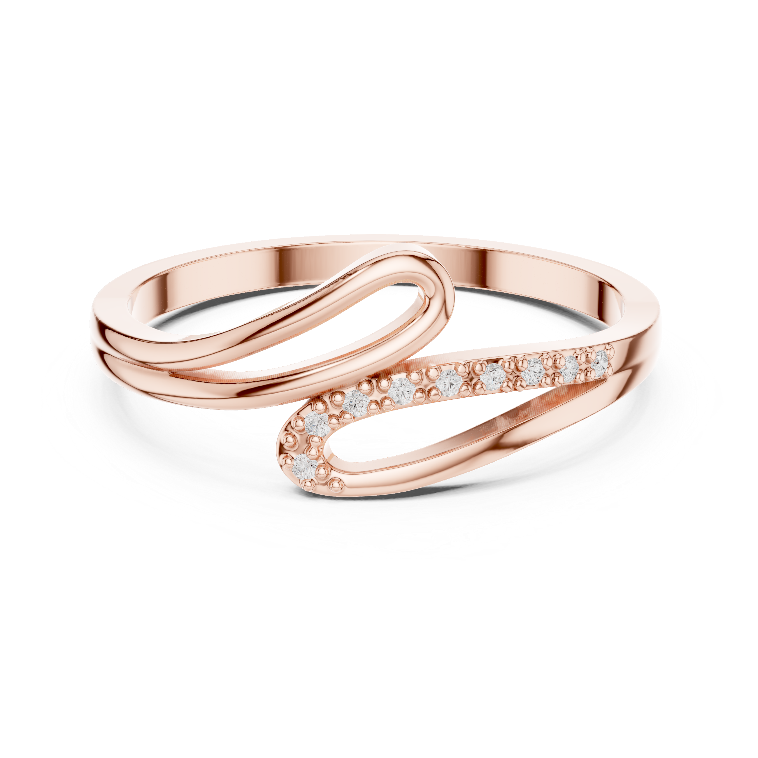 Royal Round Diamond Twist Bypass Ring charm
