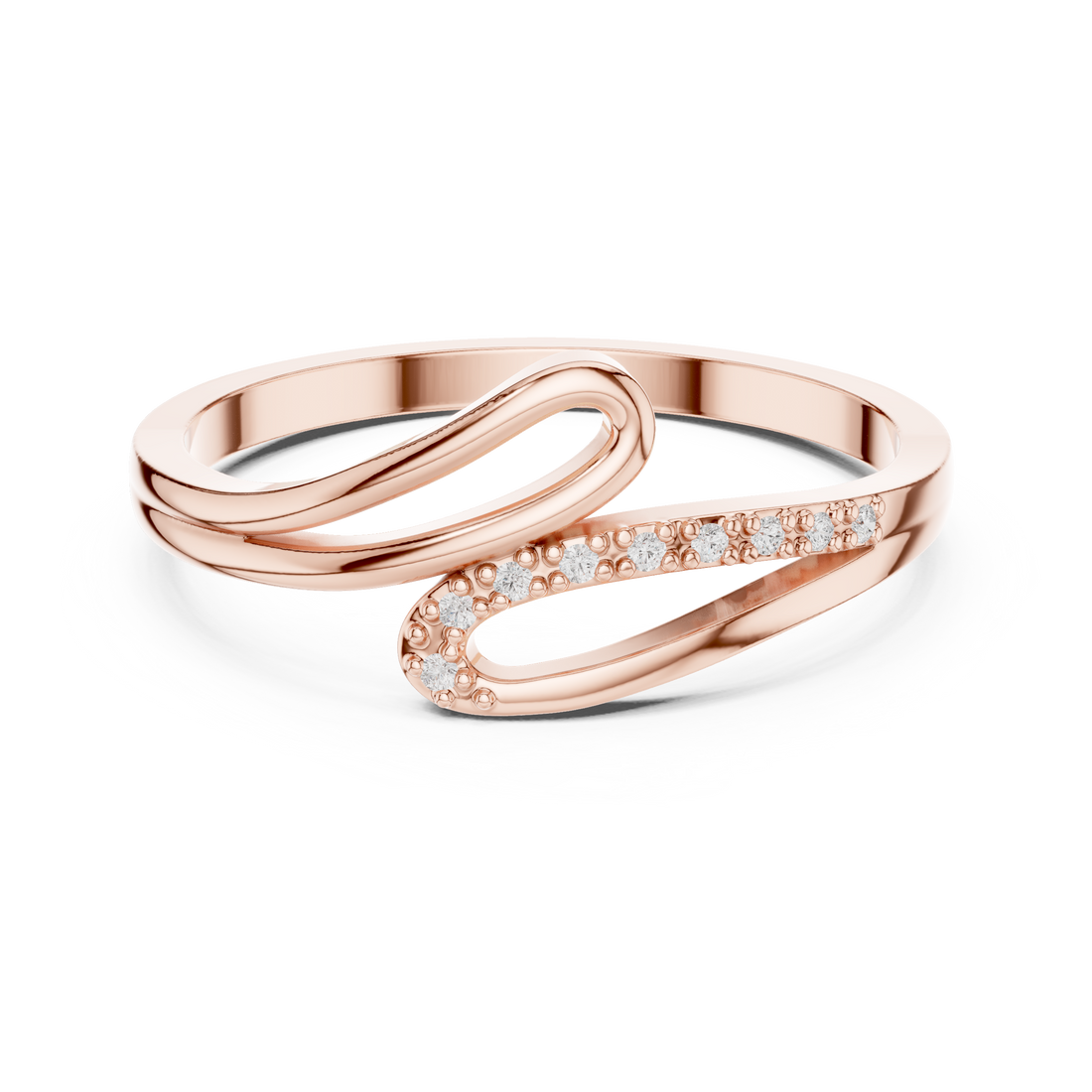 Royal Round Diamond Twist Bypass Ring charm