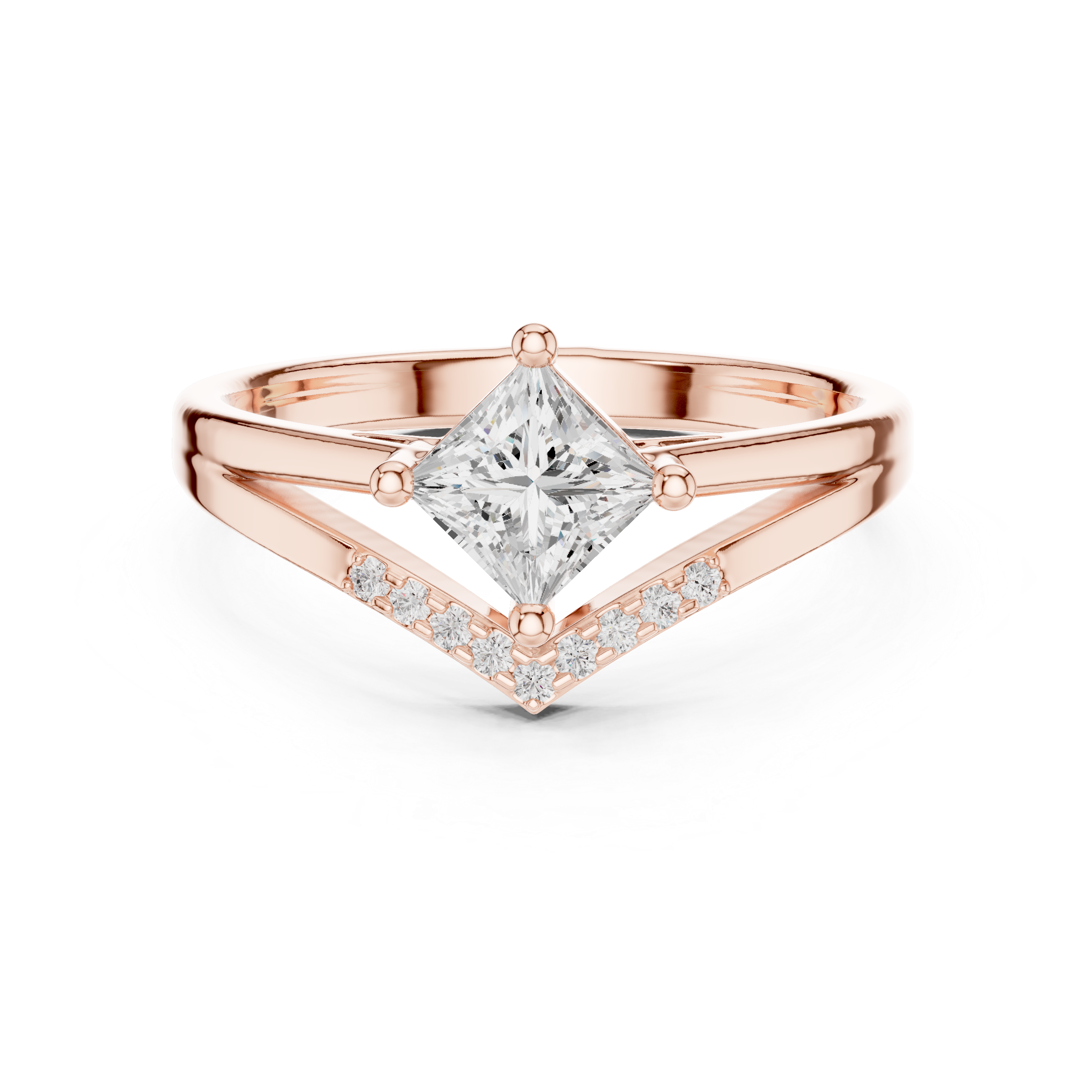 Bold Princess Cut Lab-Grown Diamond Chevron Twist Engagement Ring look