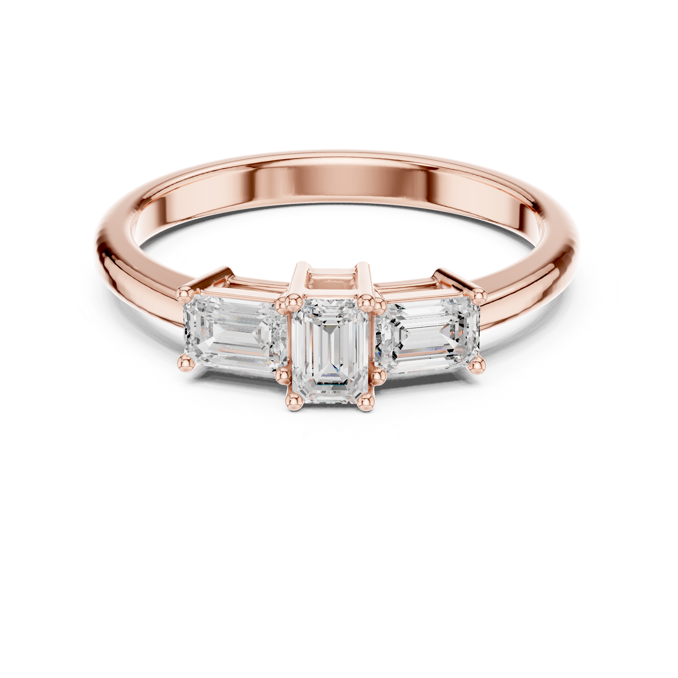 Emerald Cut Diamond Three Stone Engagement Ring