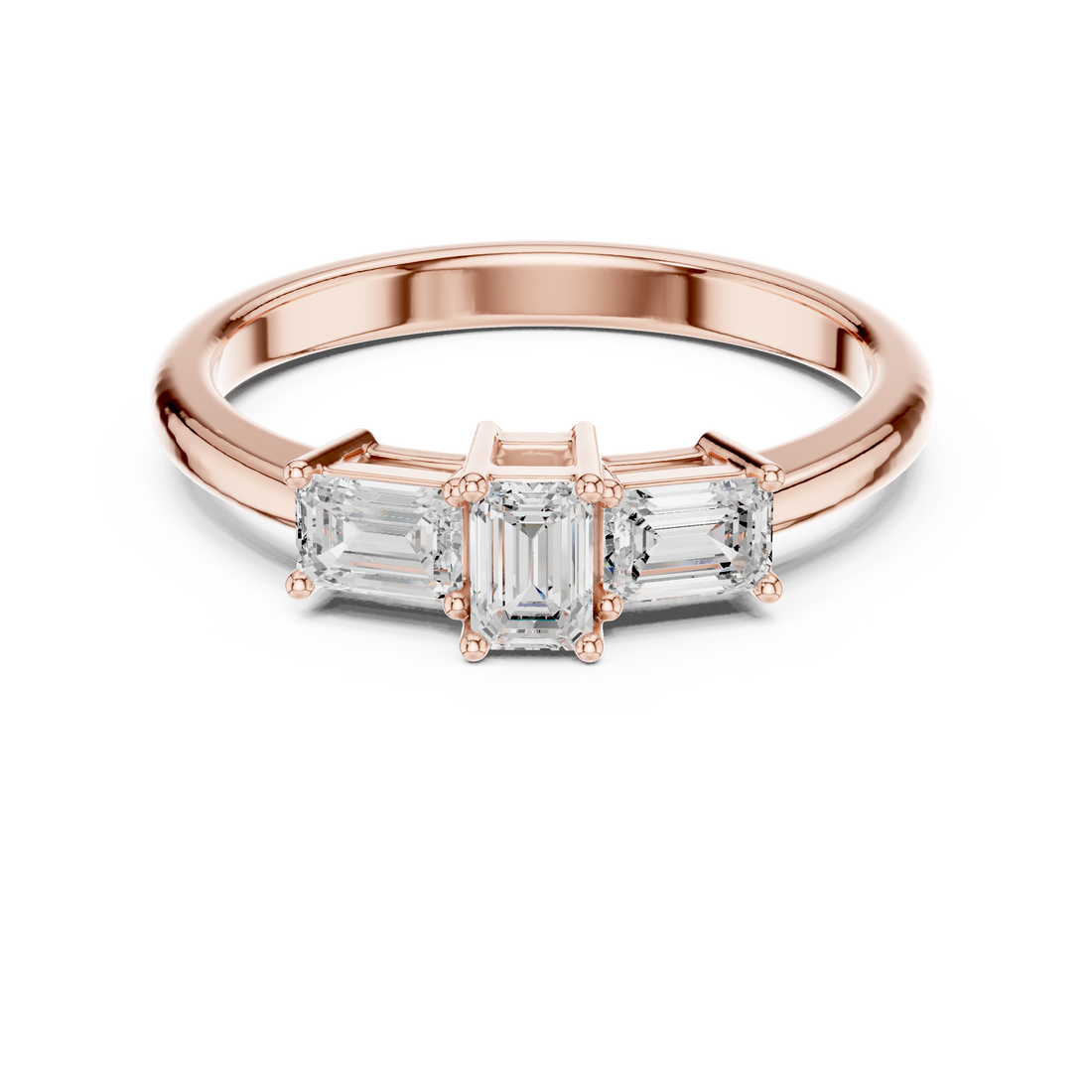 Emerald Cut Diamond Three Stone Engagement Ring