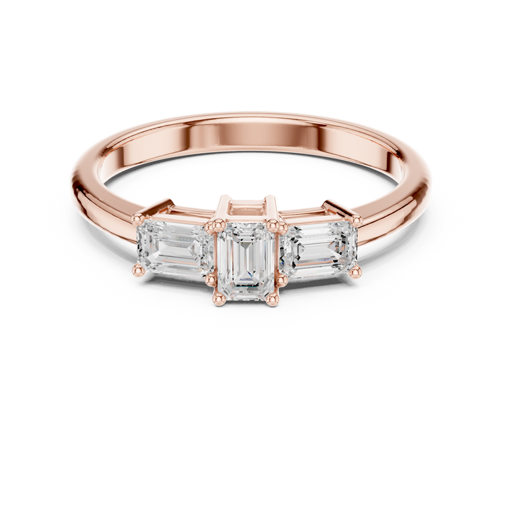 Emerald Cut Diamond Three Stone Engagement Ring