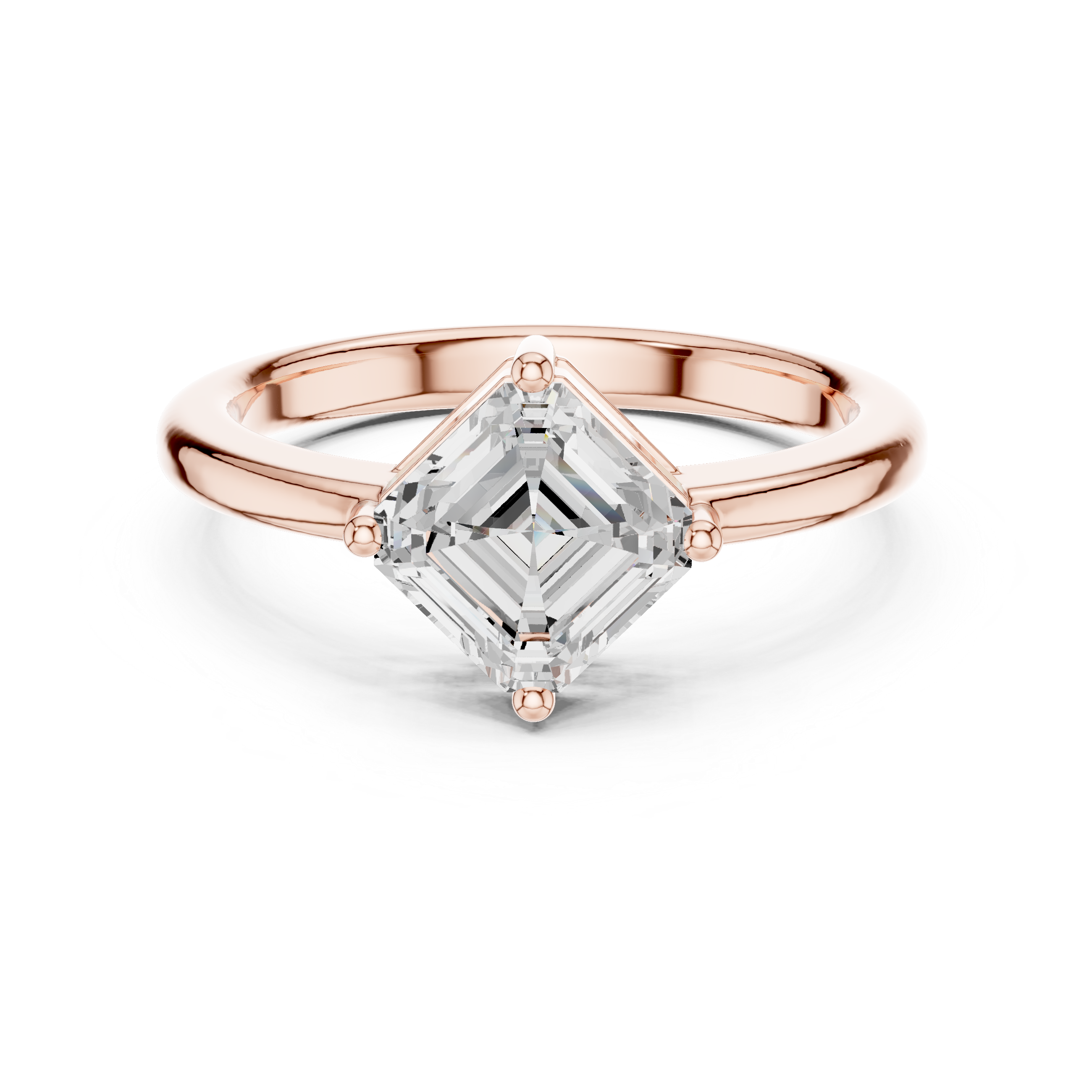 Bold Emerald Square Cut Diamond Solitaire Engagement Ring look