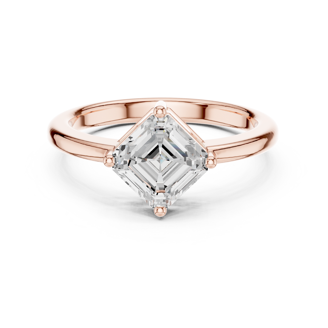 Bold Emerald Square Cut Diamond Solitaire Engagement Ring look
