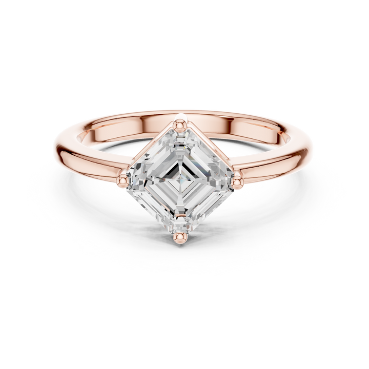 Bold Emerald Square Cut Diamond Solitaire Engagement Ring look