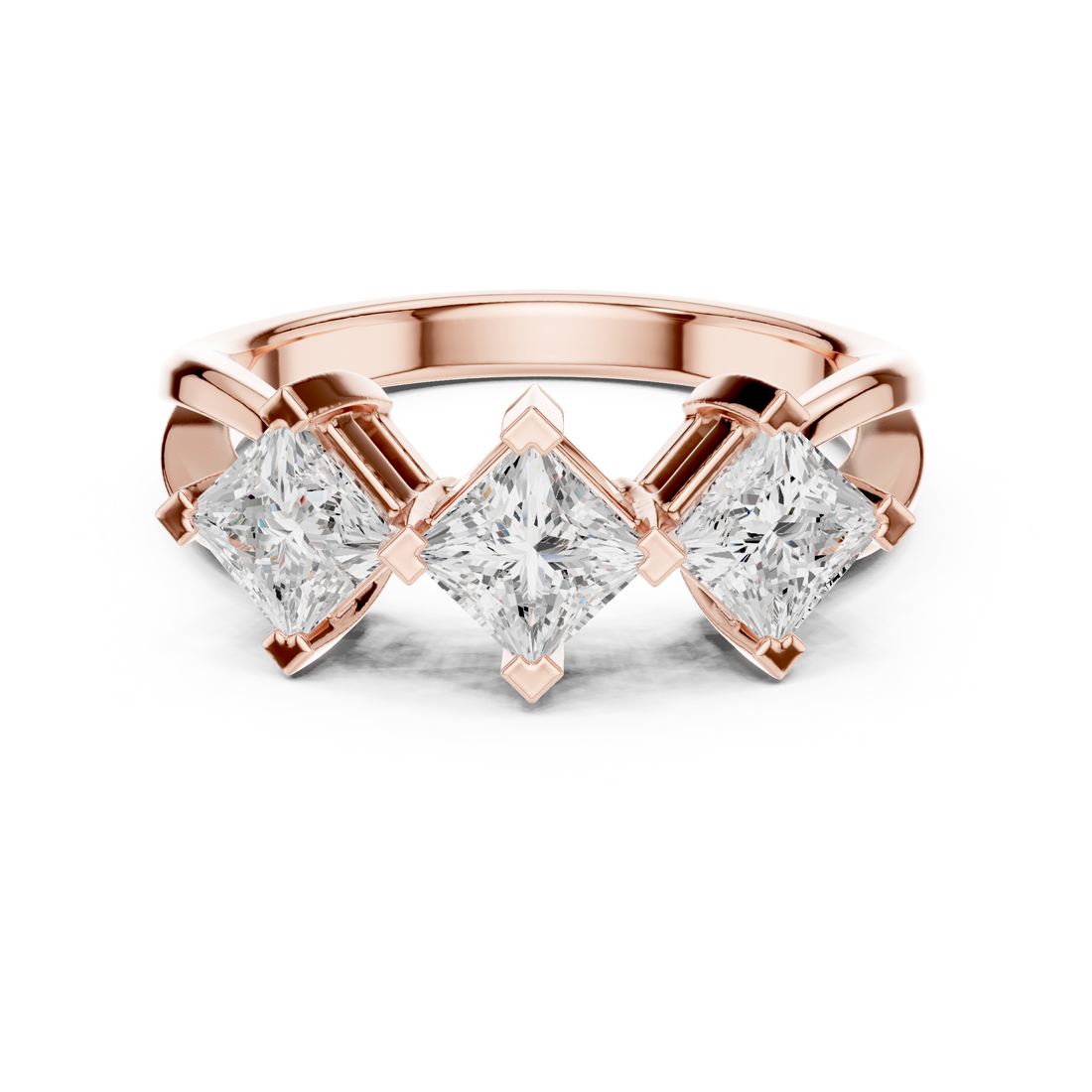 Modern Princess Cut Diamond Three Stone Engagement Ring vibe