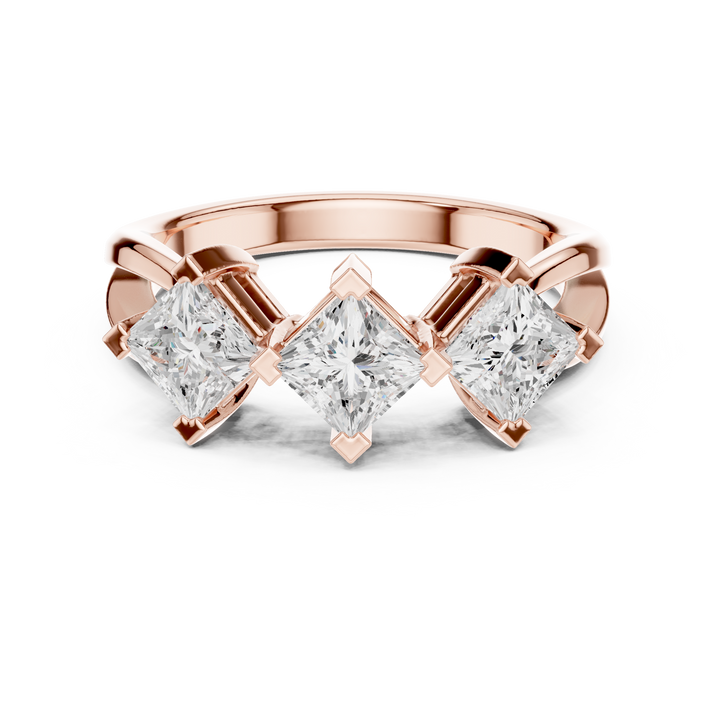 Modern Princess Cut Diamond Three Stone Engagement Ring vibe