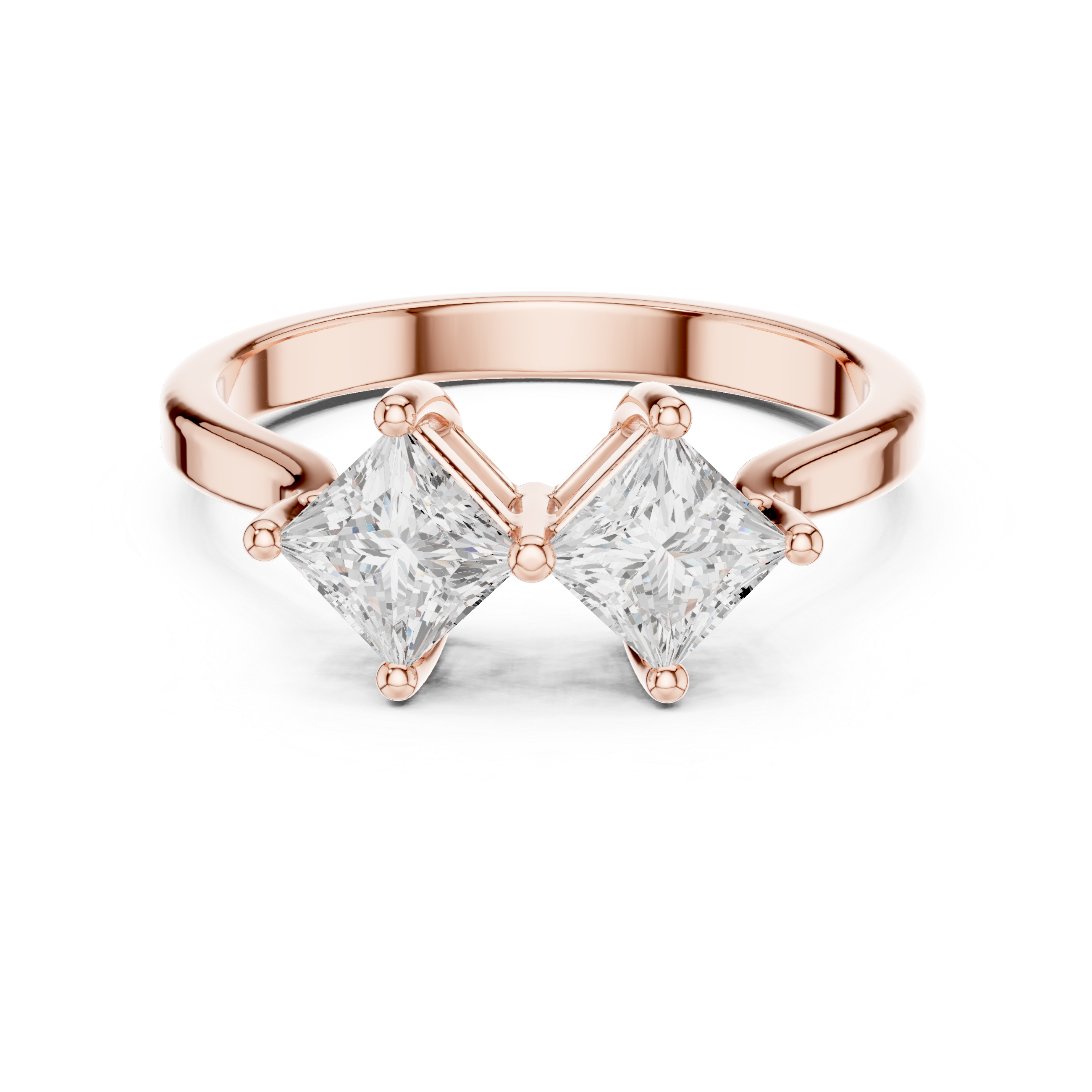 Princess Cut Diamond Toi et Moi Engagement Ring