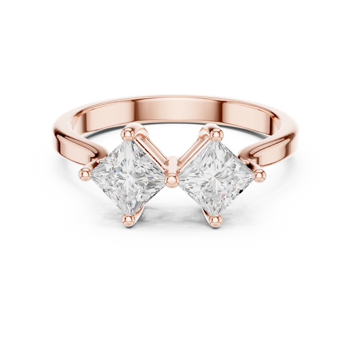 Princess Cut Diamond Toi et Moi Engagement Ring
