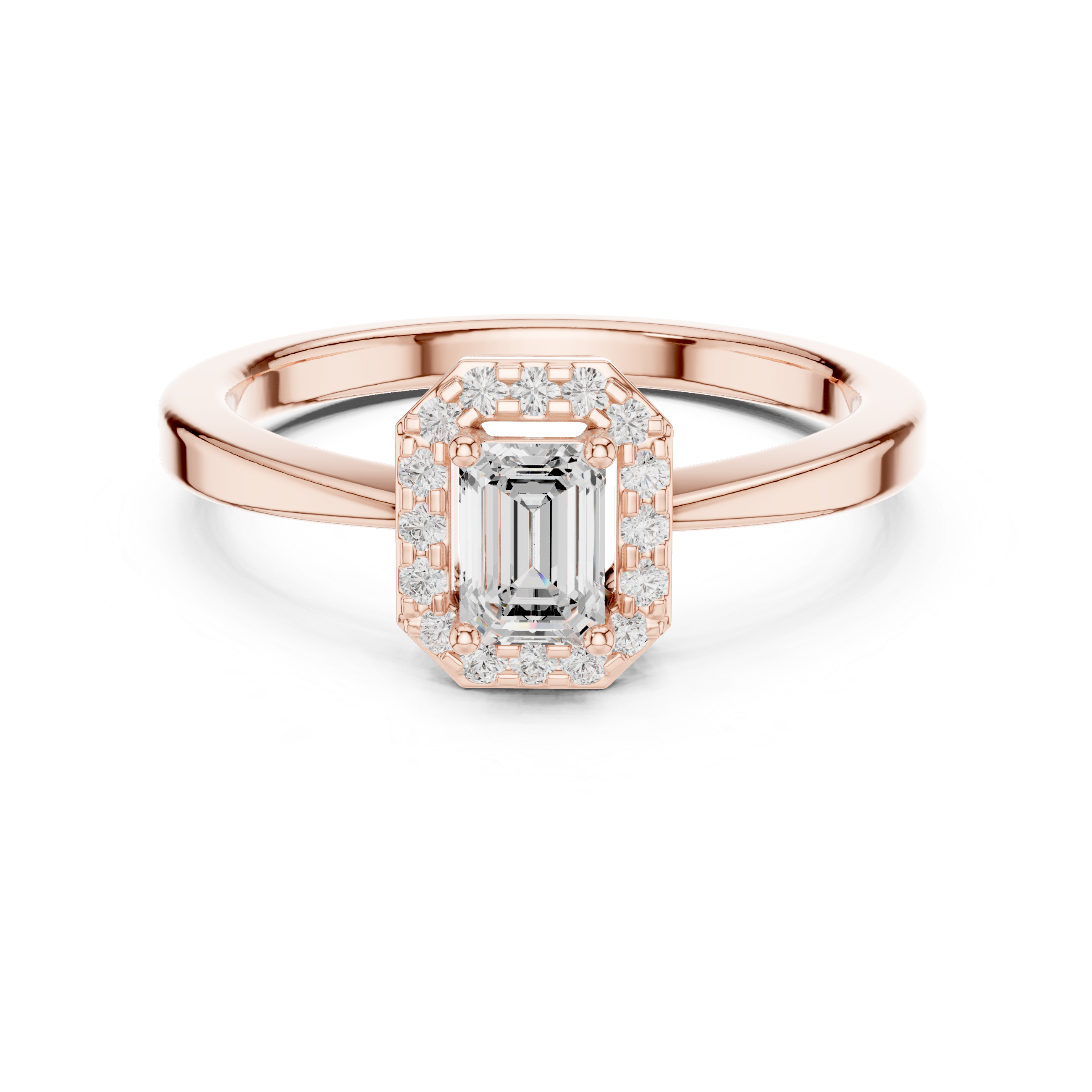Modern Emerald Cut Diamond Halo Engagement Ring vibe