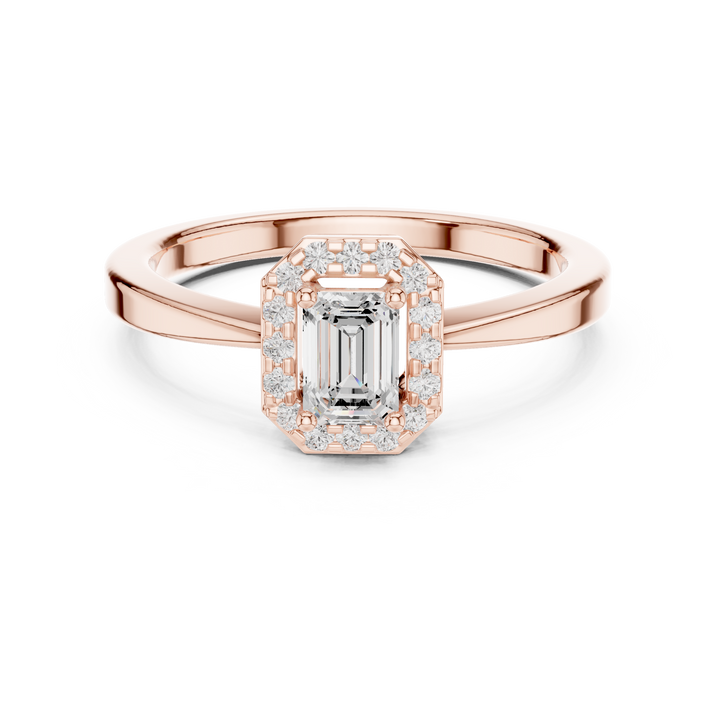 Modern Emerald Cut Diamond Halo Engagement Ring vibe