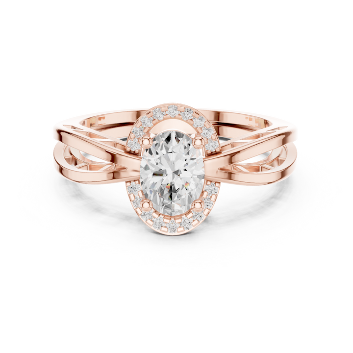 Rare Oval Cut Diamond Halo Engagement Ring with Pavé Split Band find