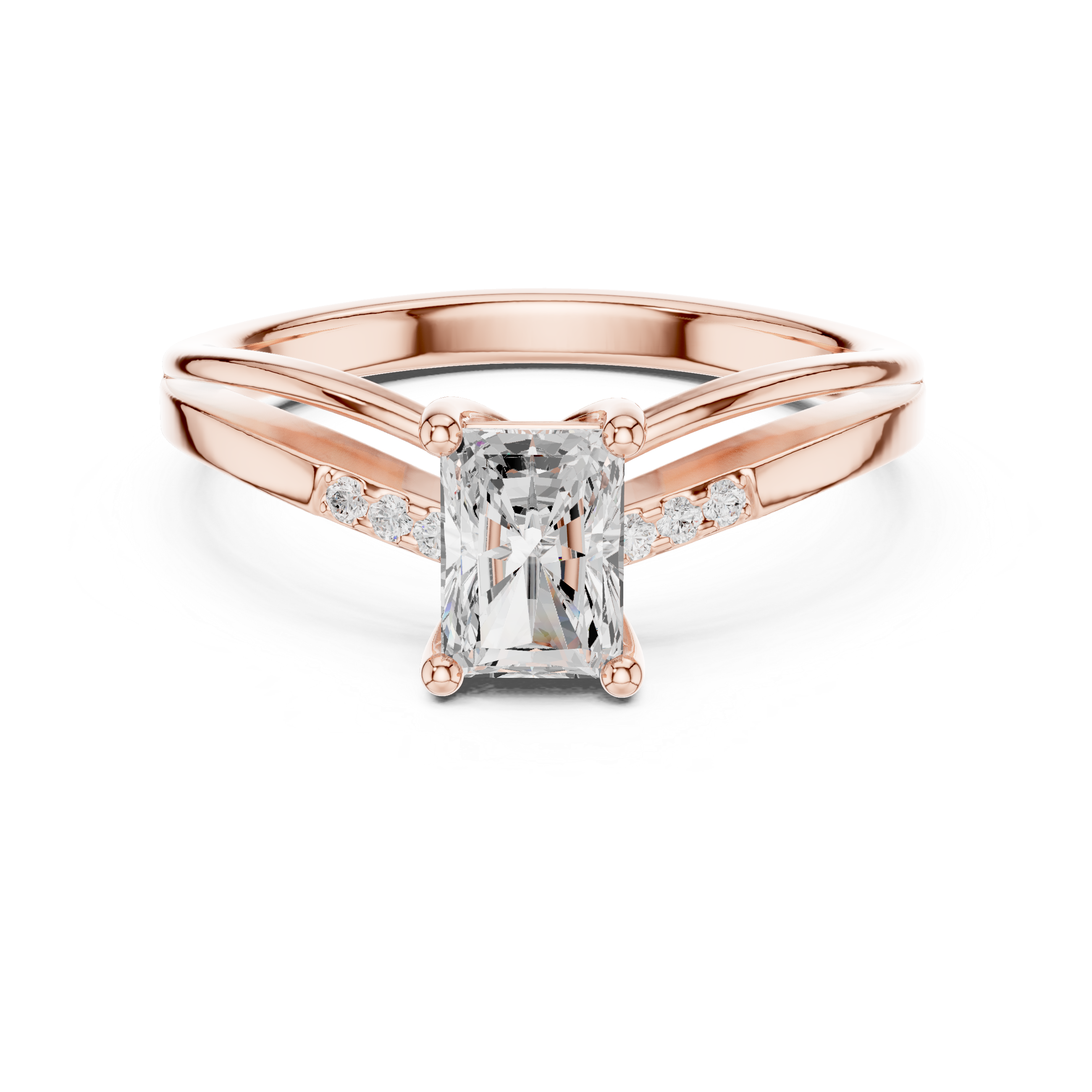 Radiant Cut Diamond Split Shank Engagement Ring