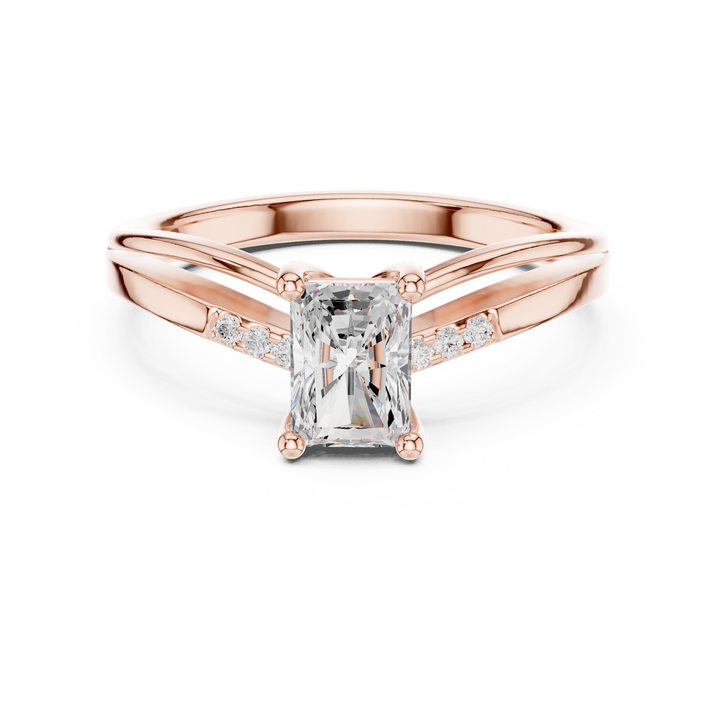 Radiant Cut Diamond Split Shank Engagement Ring