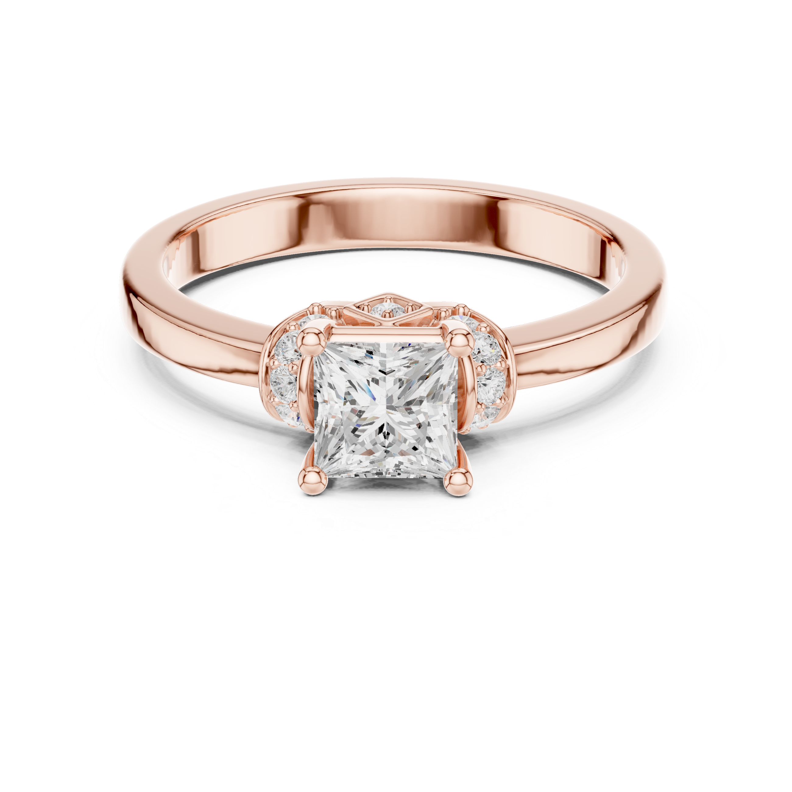 Royal Princess Cut Three Stone Diamond Engagement Ring charm