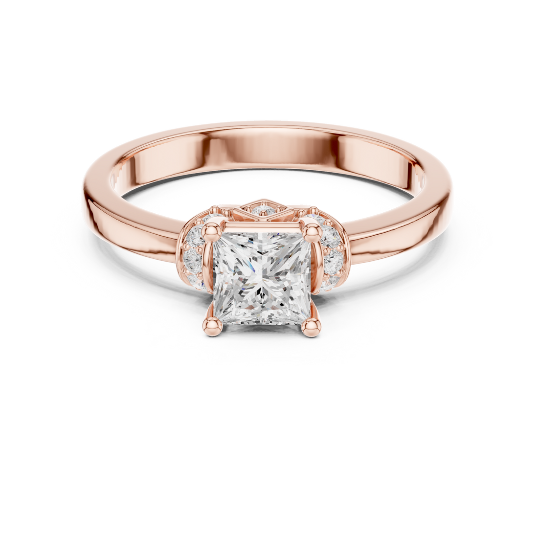 Royal Princess Cut Three Stone Diamond Engagement Ring charm