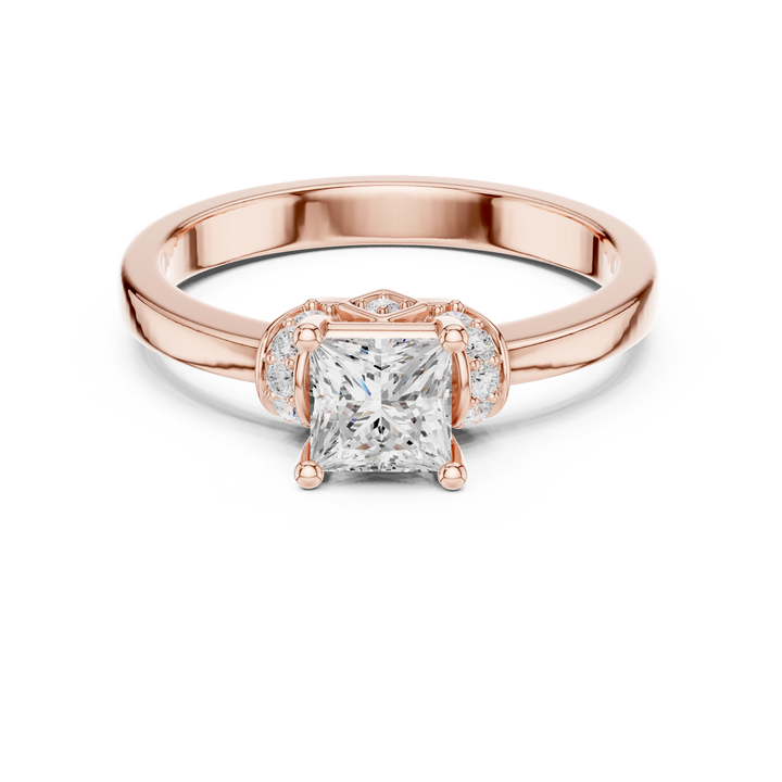 Royal Princess Cut Three Stone Diamond Engagement Ring charm