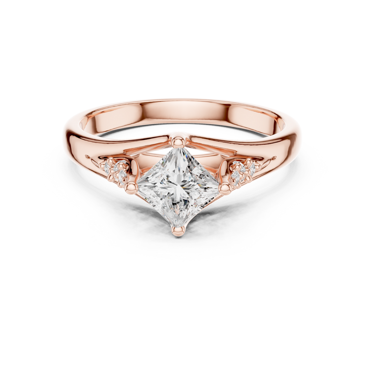 Bold Princess Cut Diamond V-Shape Engagement Ring look
