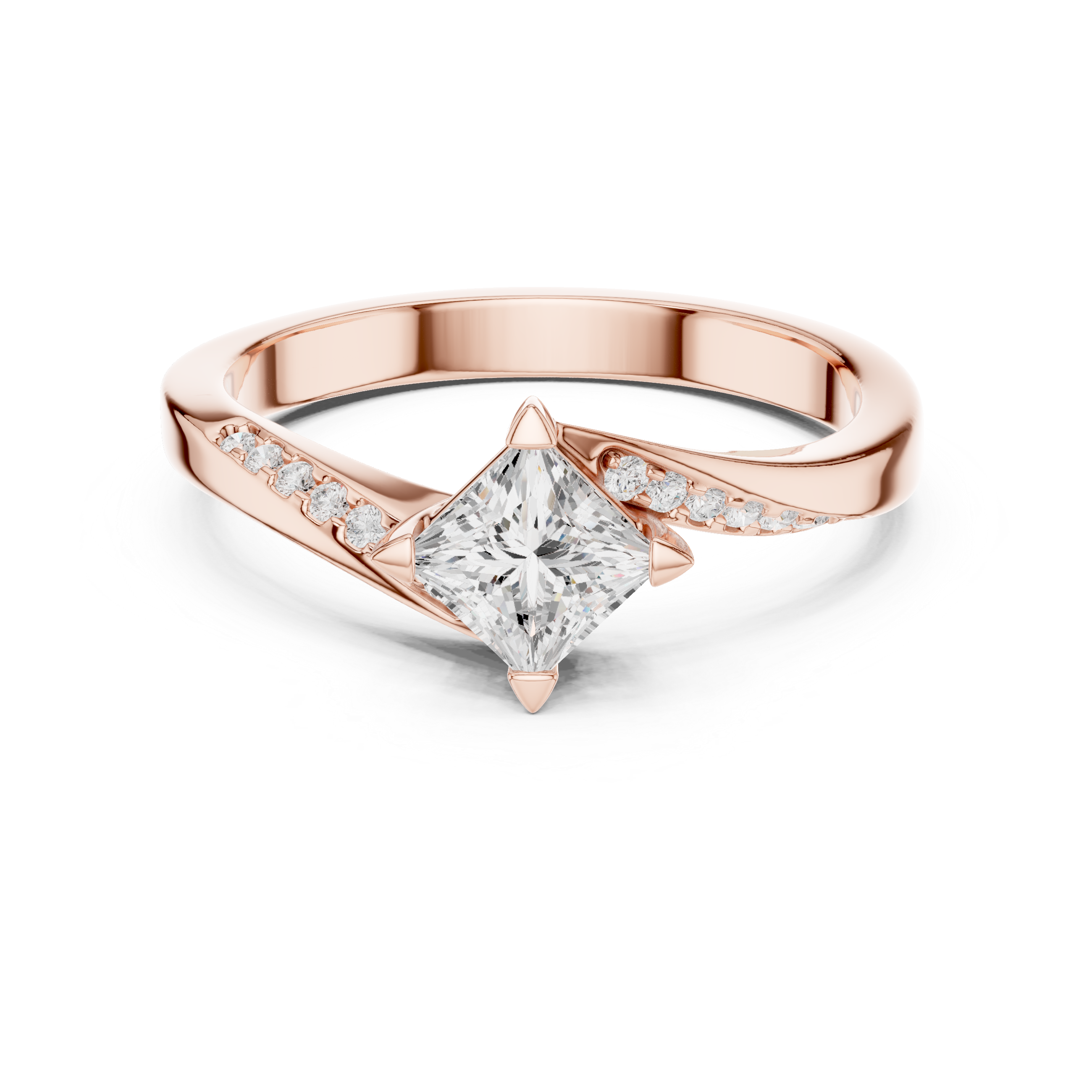 Modern Princess Cut Diamond Twist Engagement Ring vibe