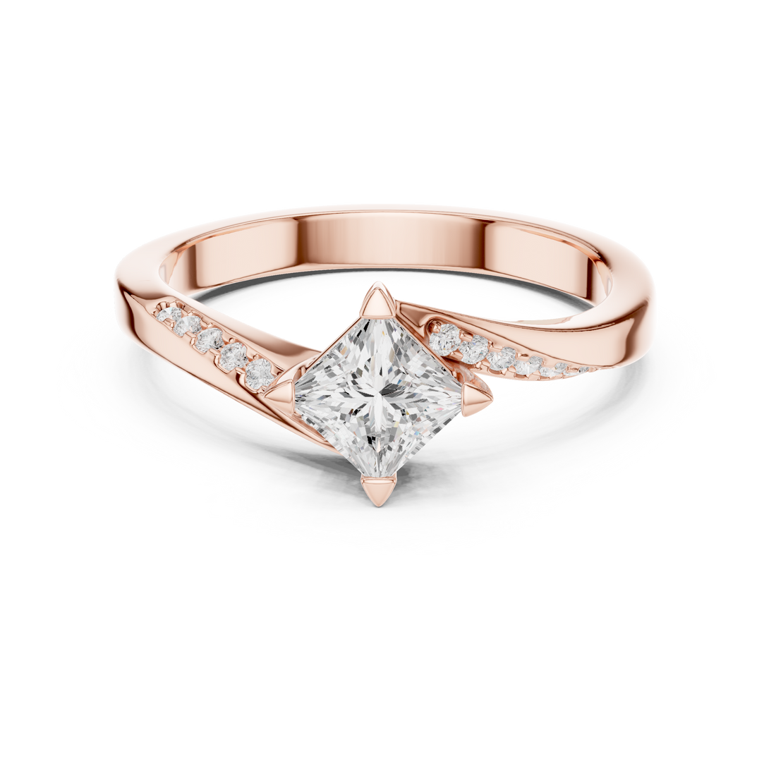 Modern Princess Cut Diamond Twist Engagement Ring vibe