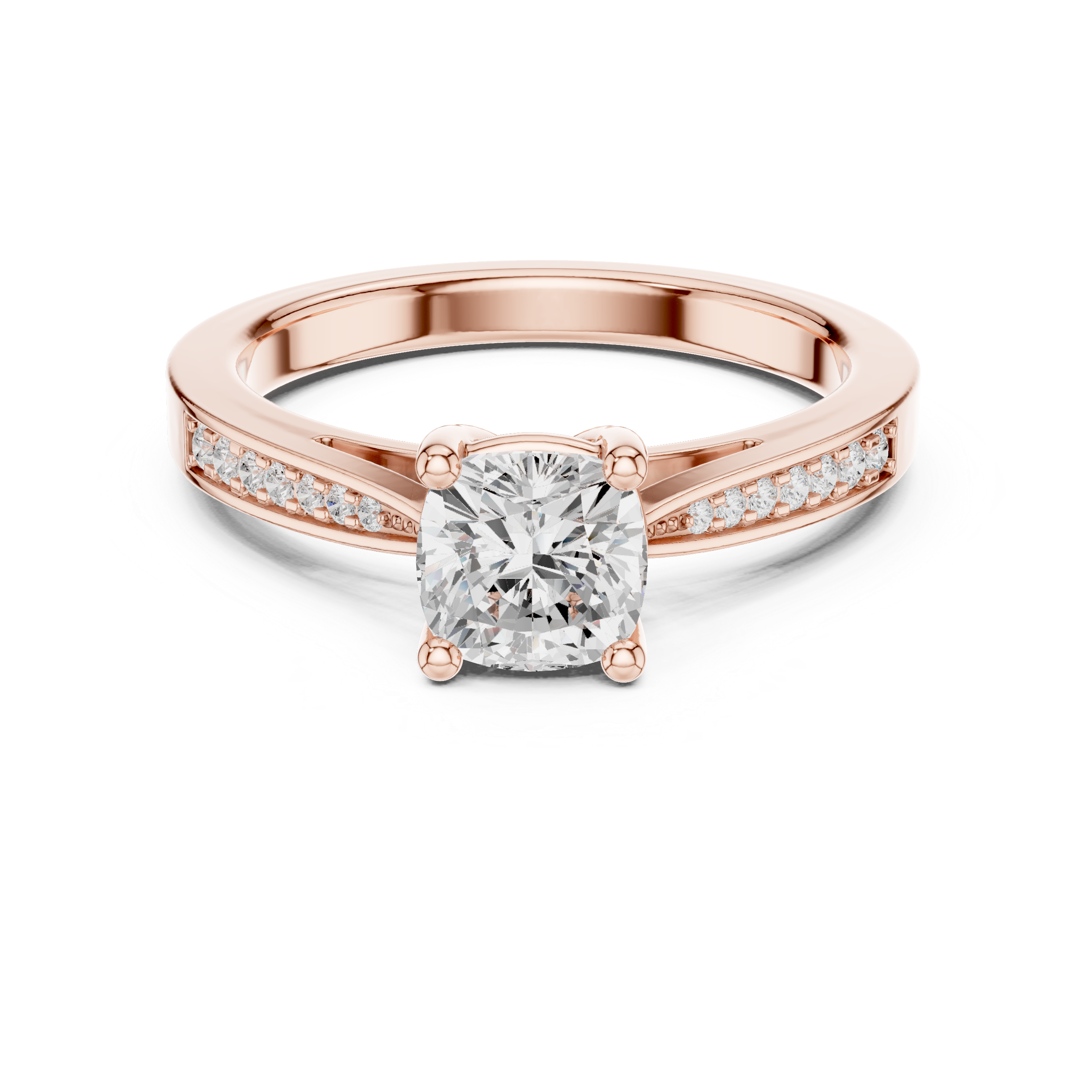 Rare Cushion Square Diamond Side Stone Engagement Ring with Micro Prong Band find