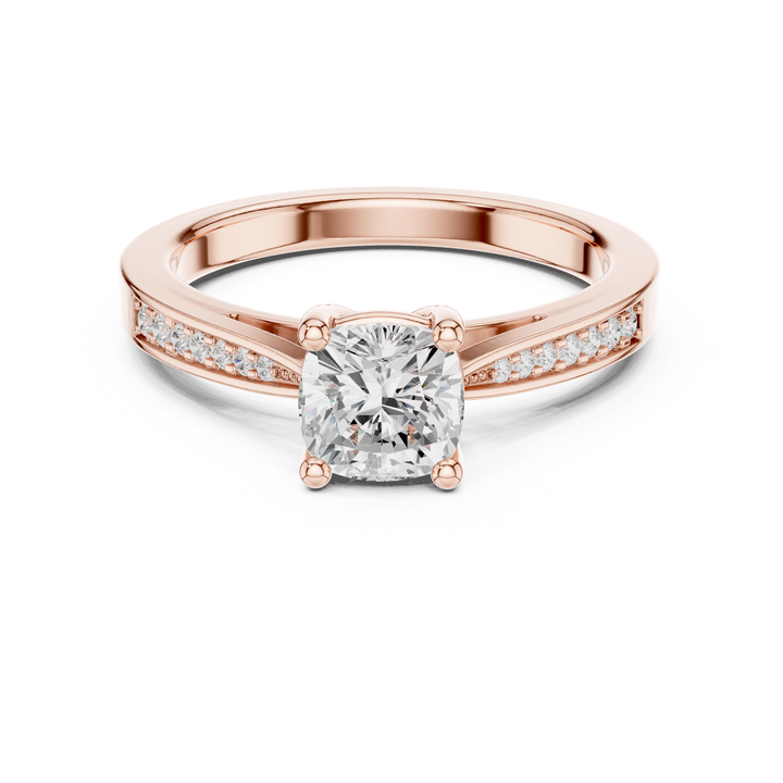 Rare Cushion Square Diamond Side Stone Engagement Ring with Micro Prong Band find
