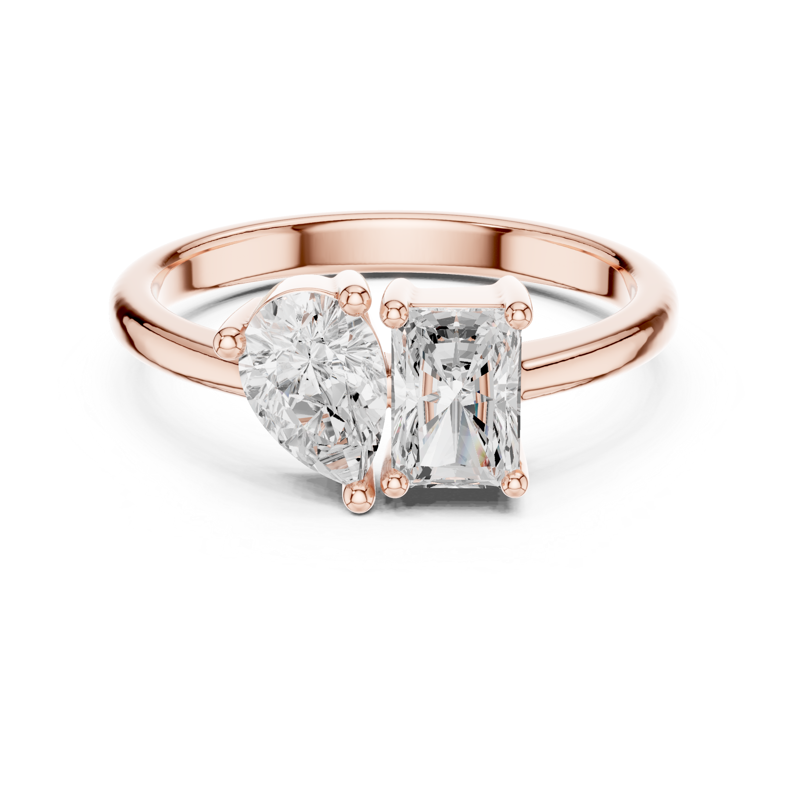 Royal Pear and Radiant Cut Diamond Three Stone Ring charm