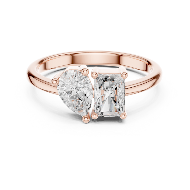 Royal Pear and Radiant Cut Diamond Three Stone Ring charm