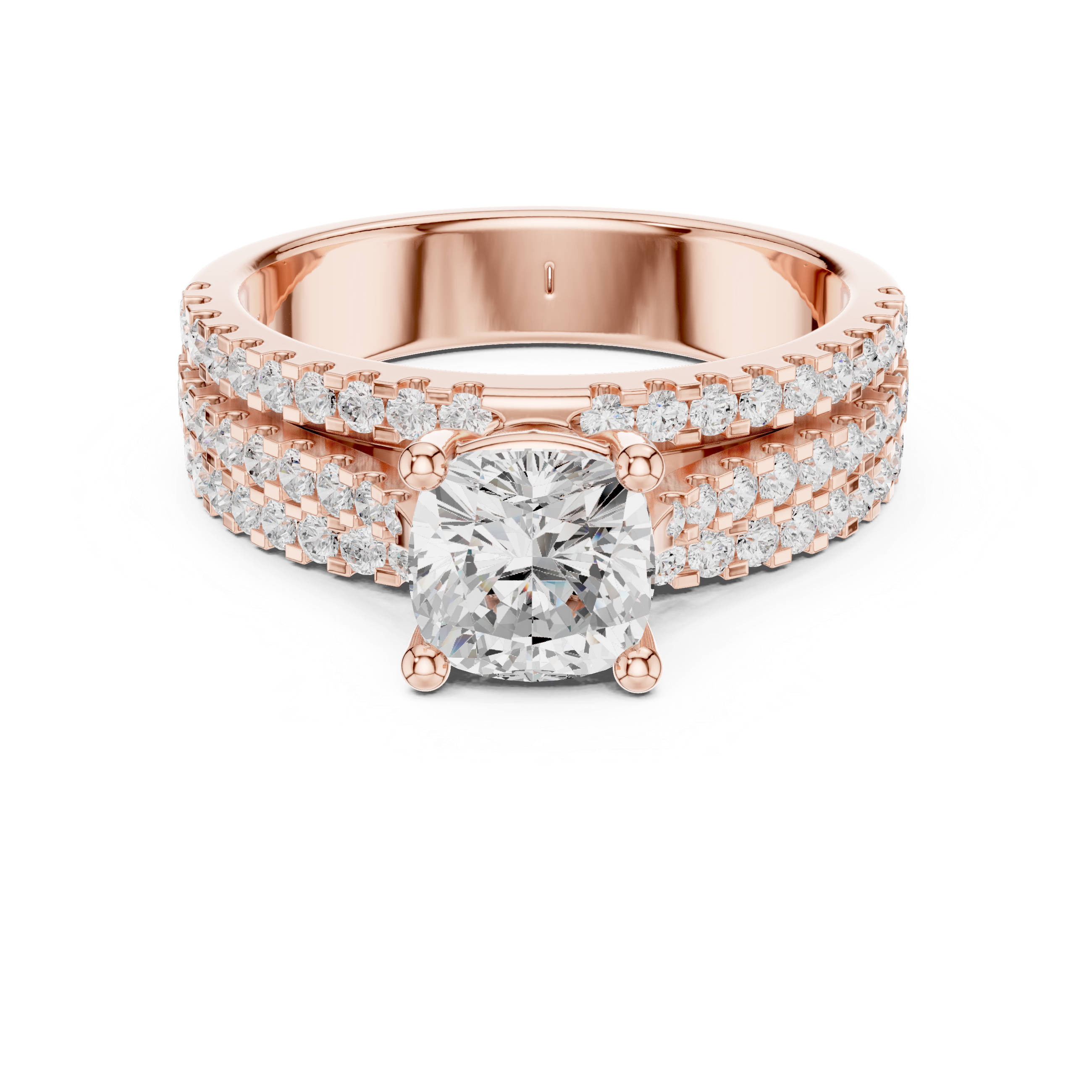 Modern Cushion Square Diamond Pavé Multi Row Engagement Ring vibe