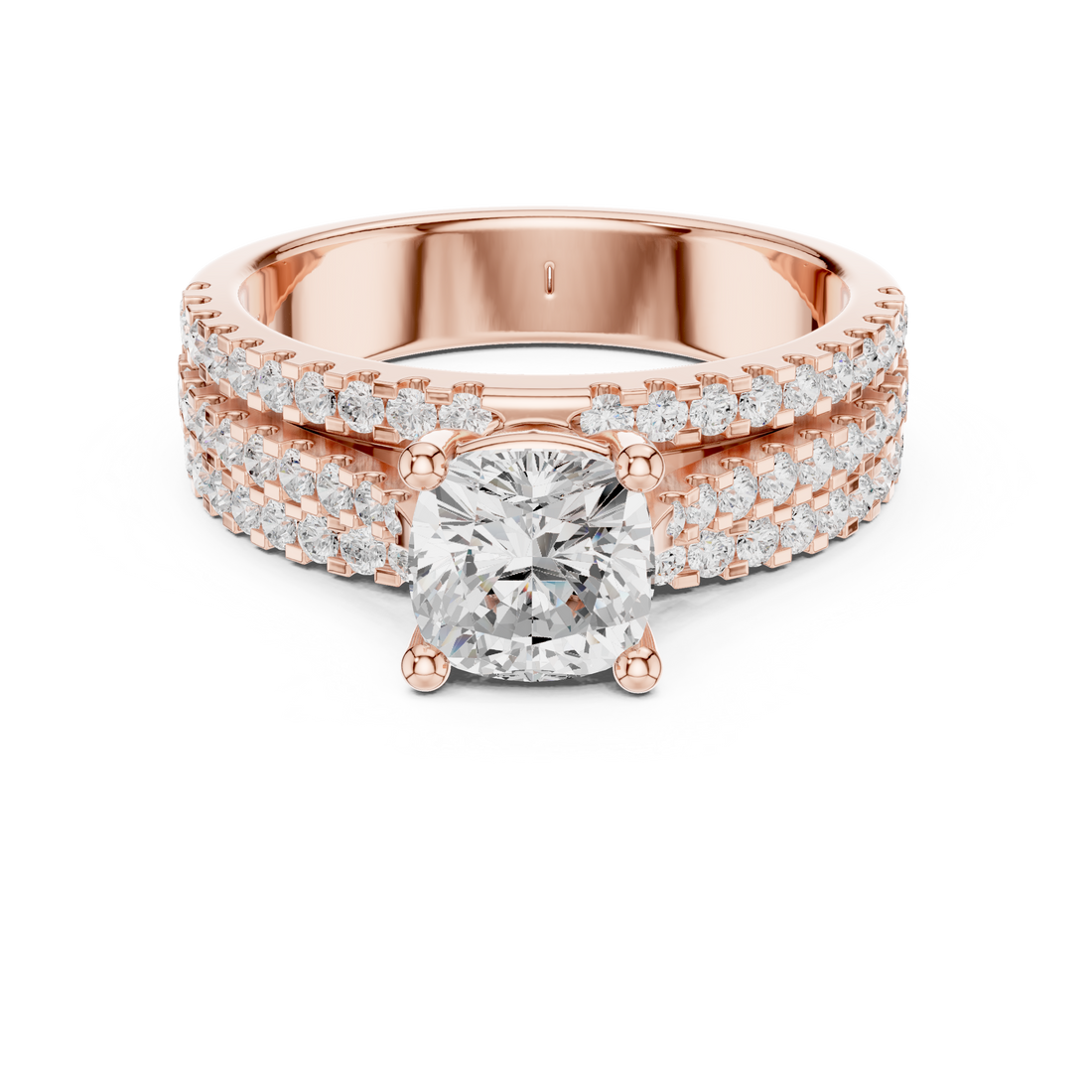 Modern Cushion Square Diamond Pavé Multi Row Engagement Ring vibe
