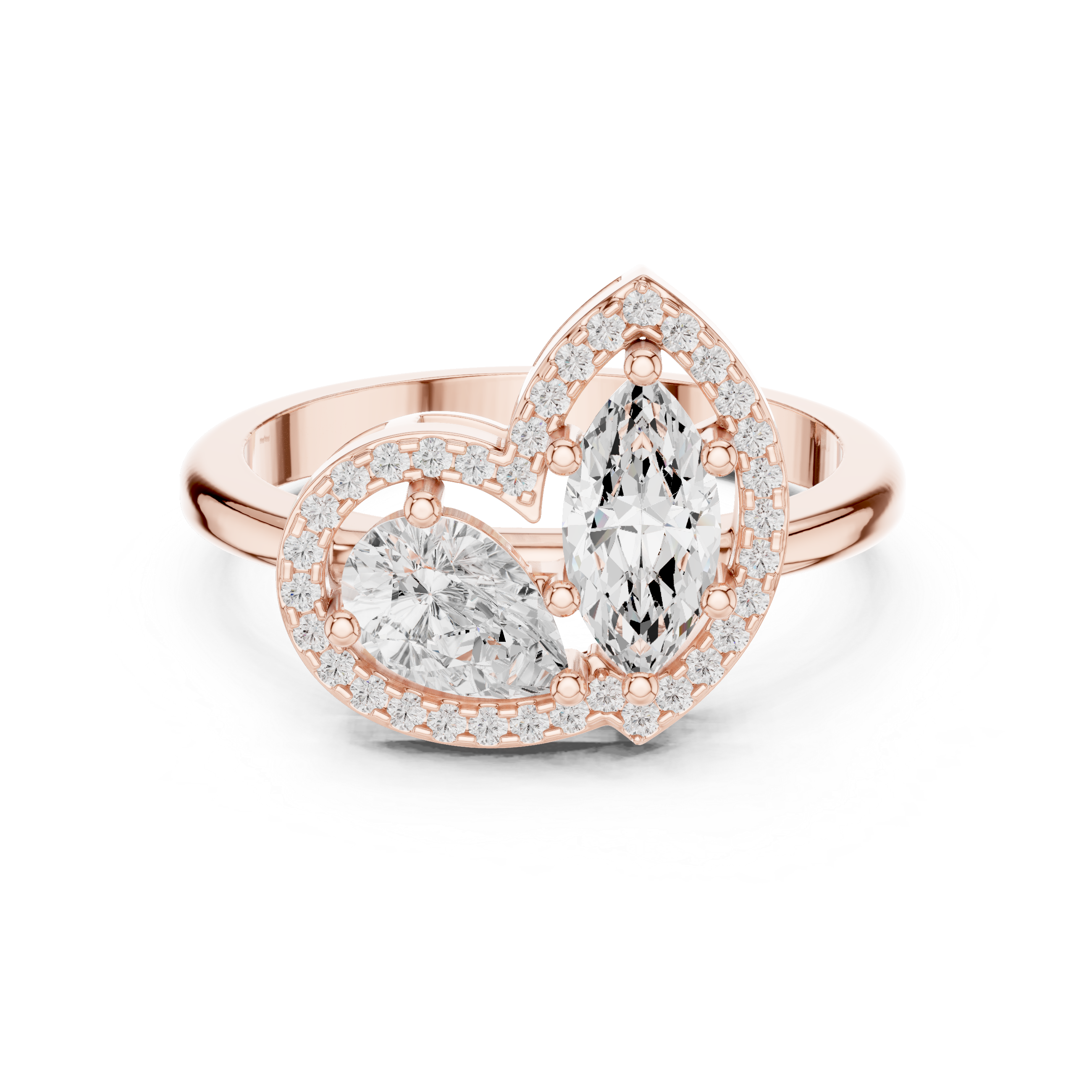 Royal Pear and Marquise Diamond Halo Ring with Pavé Accents charm