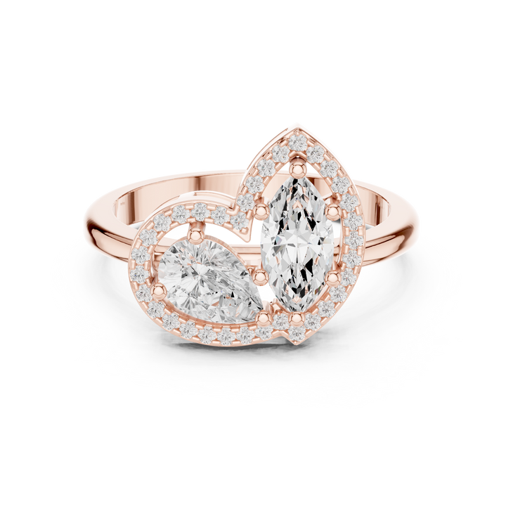 Royal Pear and Marquise Diamond Halo Ring with Pavé Accents charm
