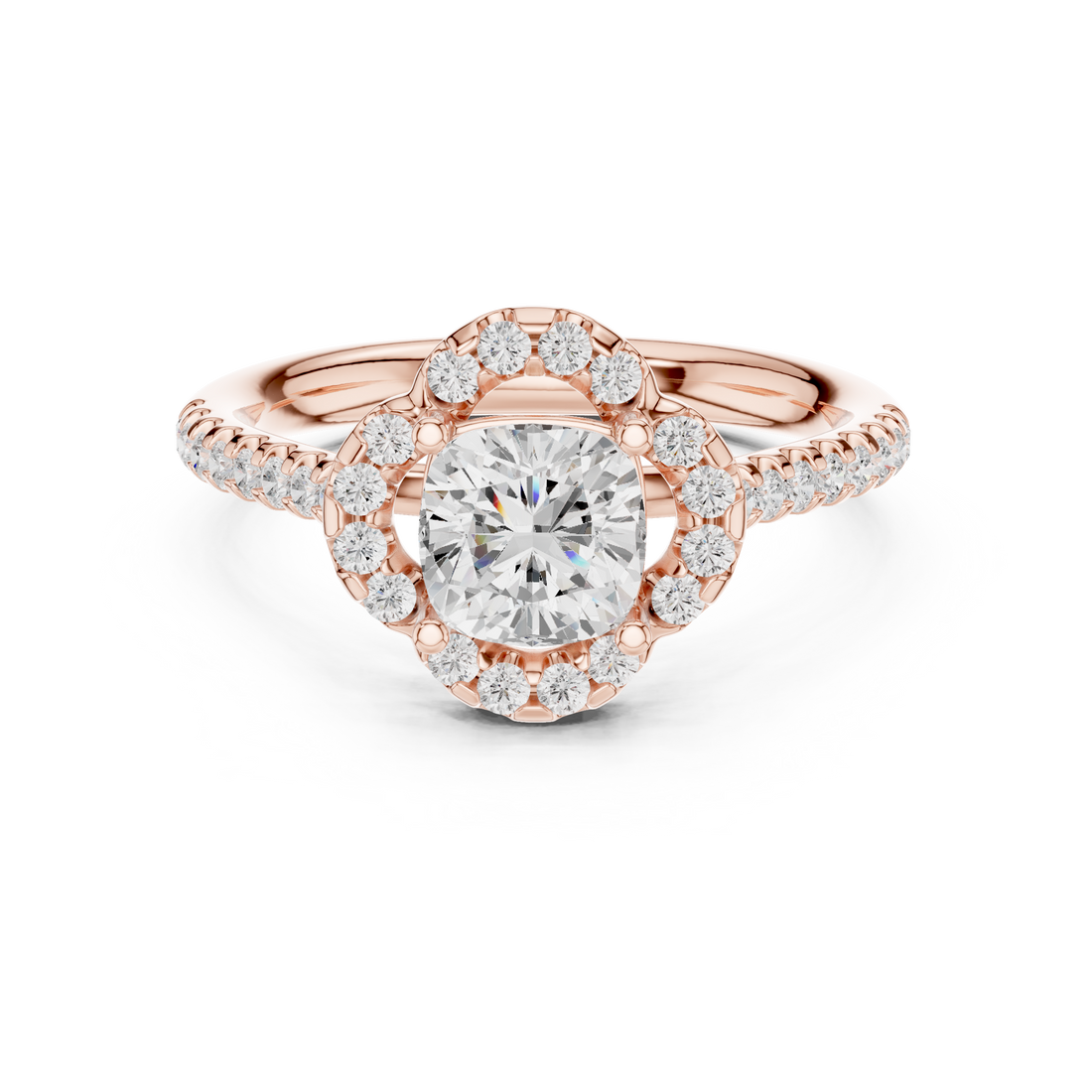 Pear Diamond Double Heart Halo Ring